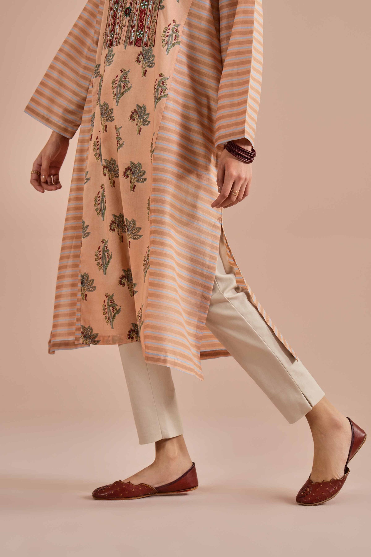 Printed Embroidered Shirt - PE26-01 Orange Lawn 1PC Embroidered Nishat Australia