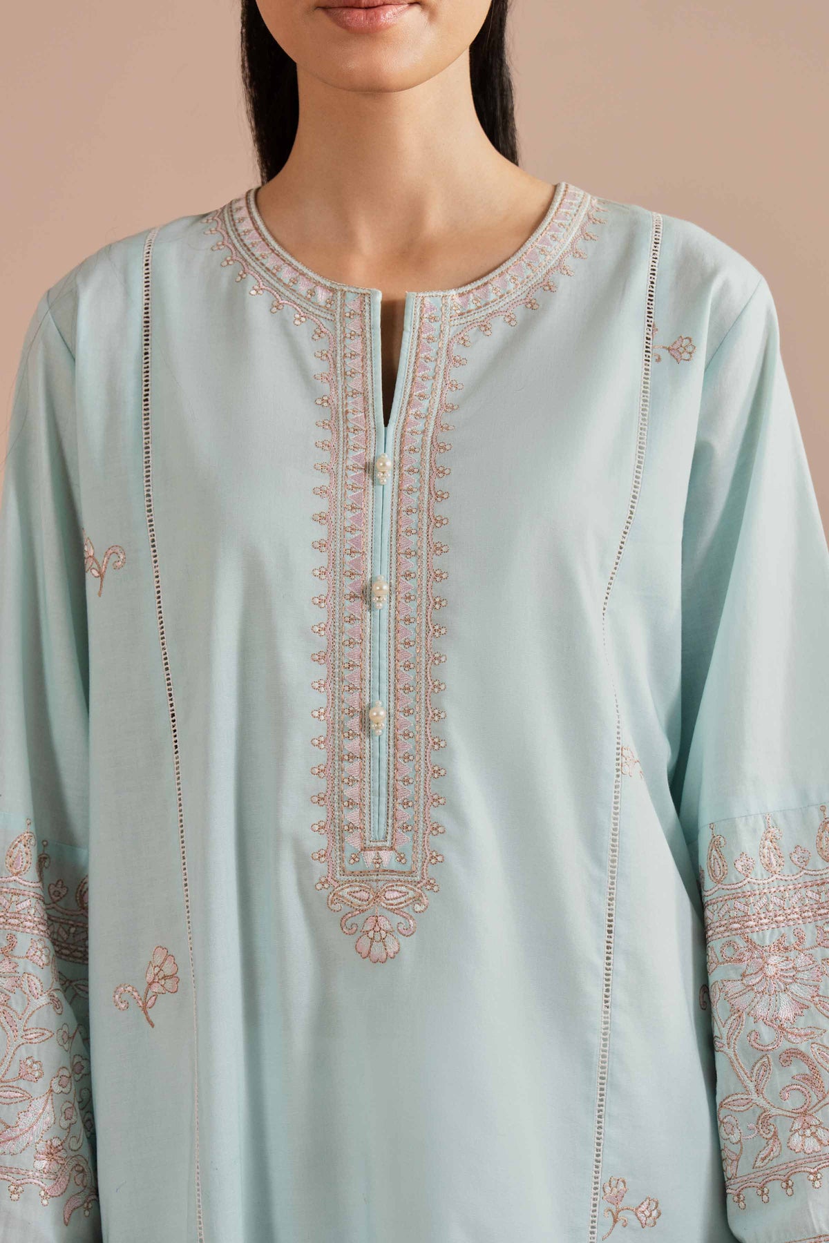 Embroidered Shirt - PE26-04 Blue Cambric 1PC Embroidered Nishat Australia