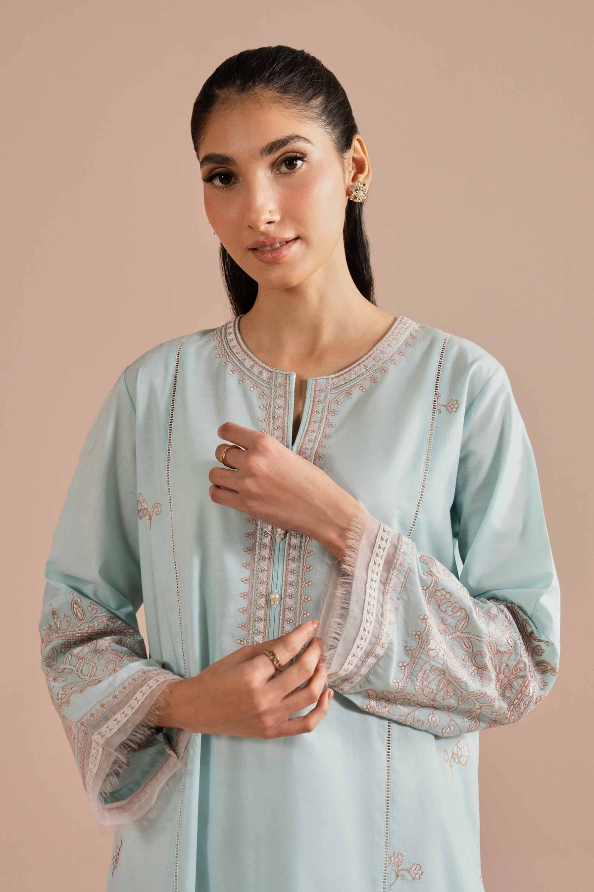 Embroidered Shirt - PE26-04 Blue Cambric 1PC Embroidered Nishat Australia