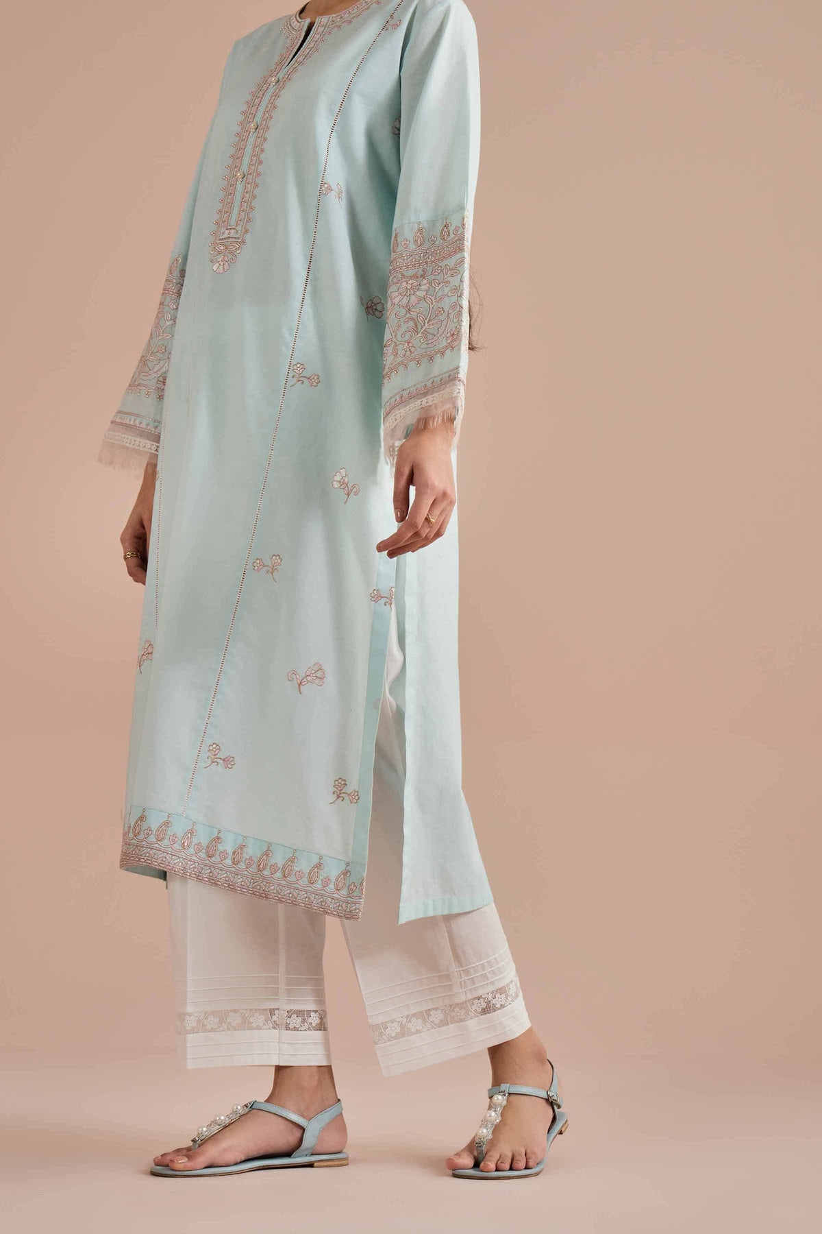 Embroidered Shirt - PE26-04 Blue Cambric 1PC Embroidered Nishat Australia