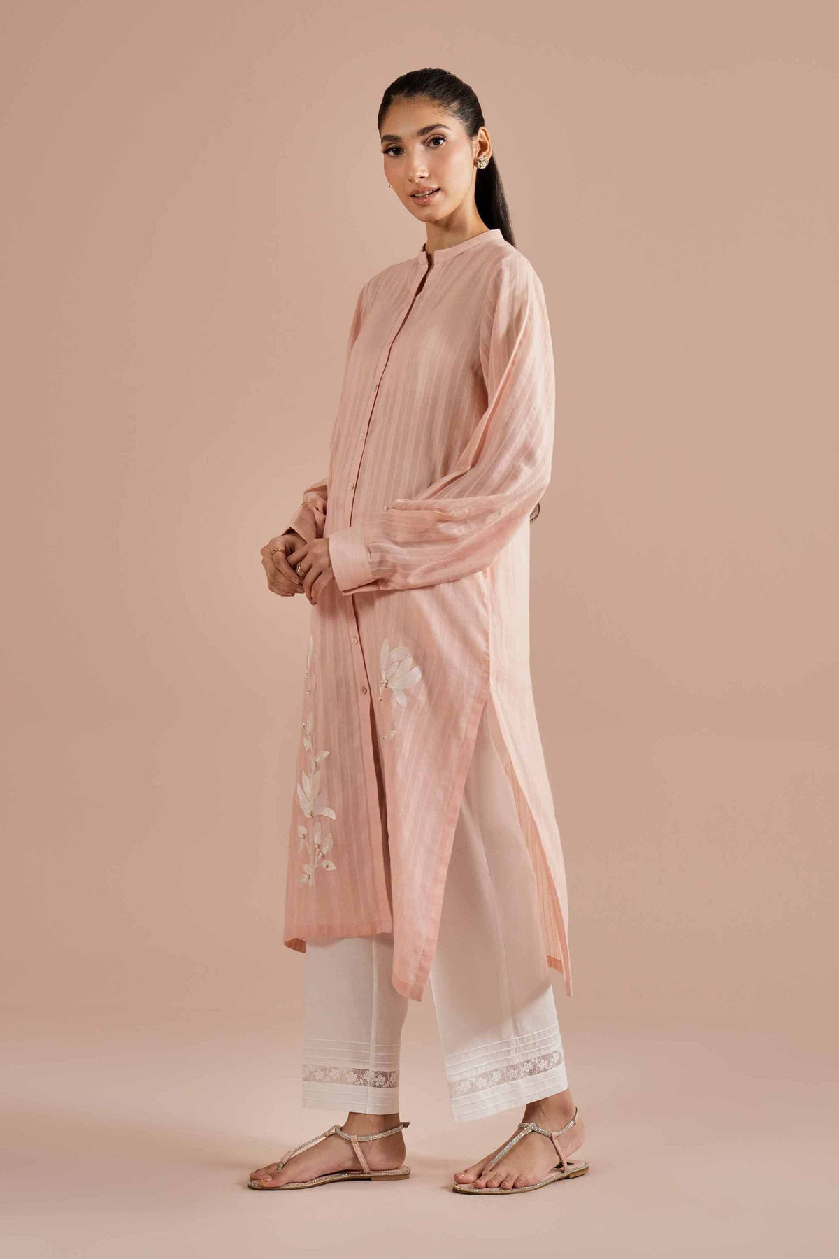Embroidered Shirt - PE26-08 Orange Dobby 1PC Embroidered Nishat Australia