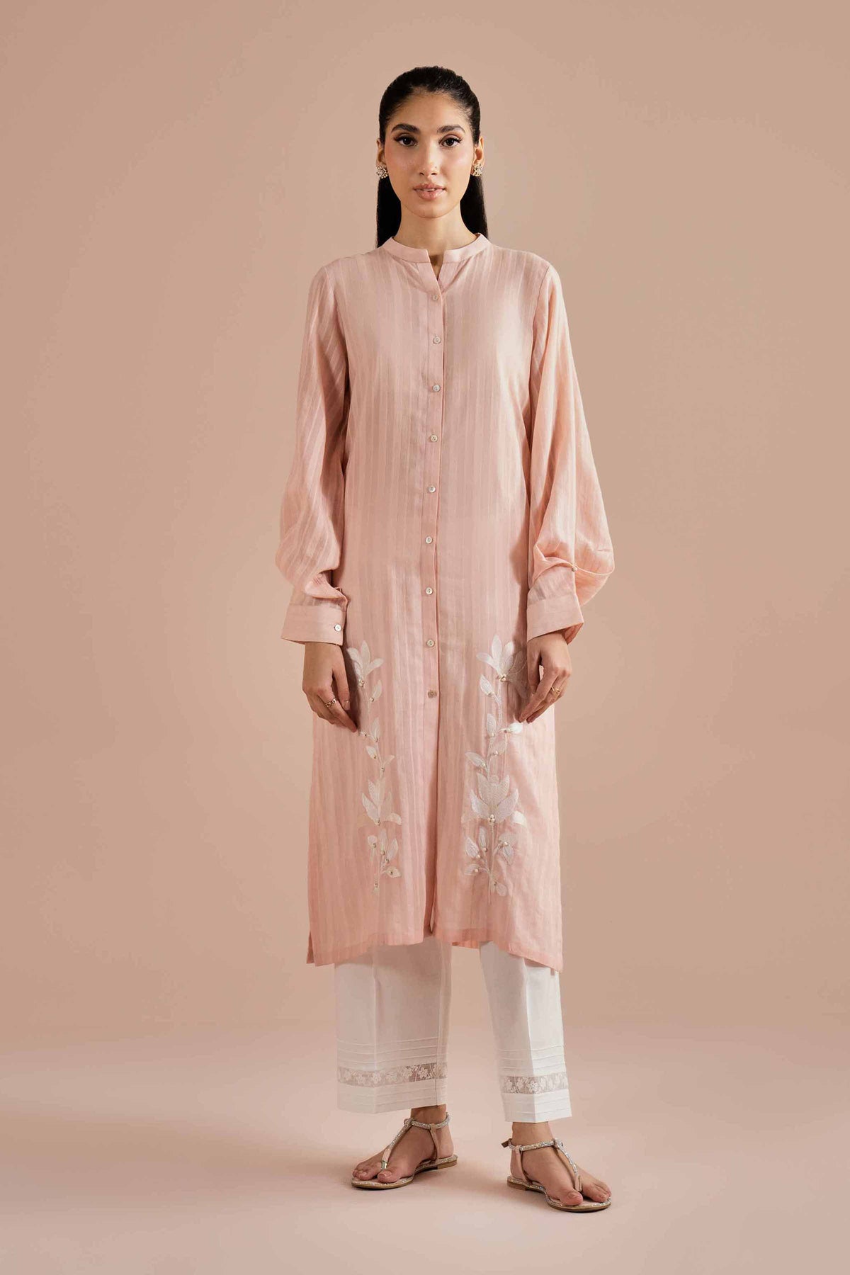 Embroidered Shirt - PE26-08 Orange Dobby 1PC Embroidered Nishat Australia