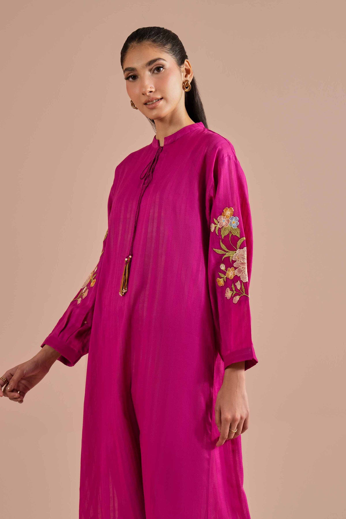 Embroidered Shirt - PE26-09 Pink Dobby 1PC Embroidered Nishat Australia