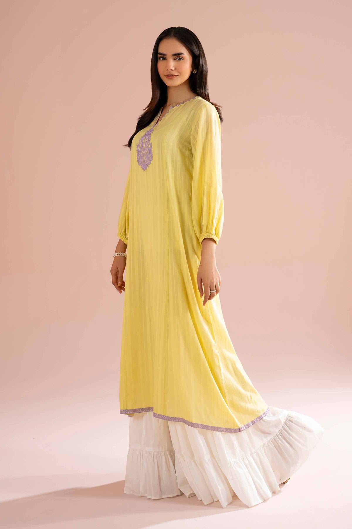 Embroidered Dress - PE26-10 Yellow Dobby 1PC Embroidered Nishat Australia