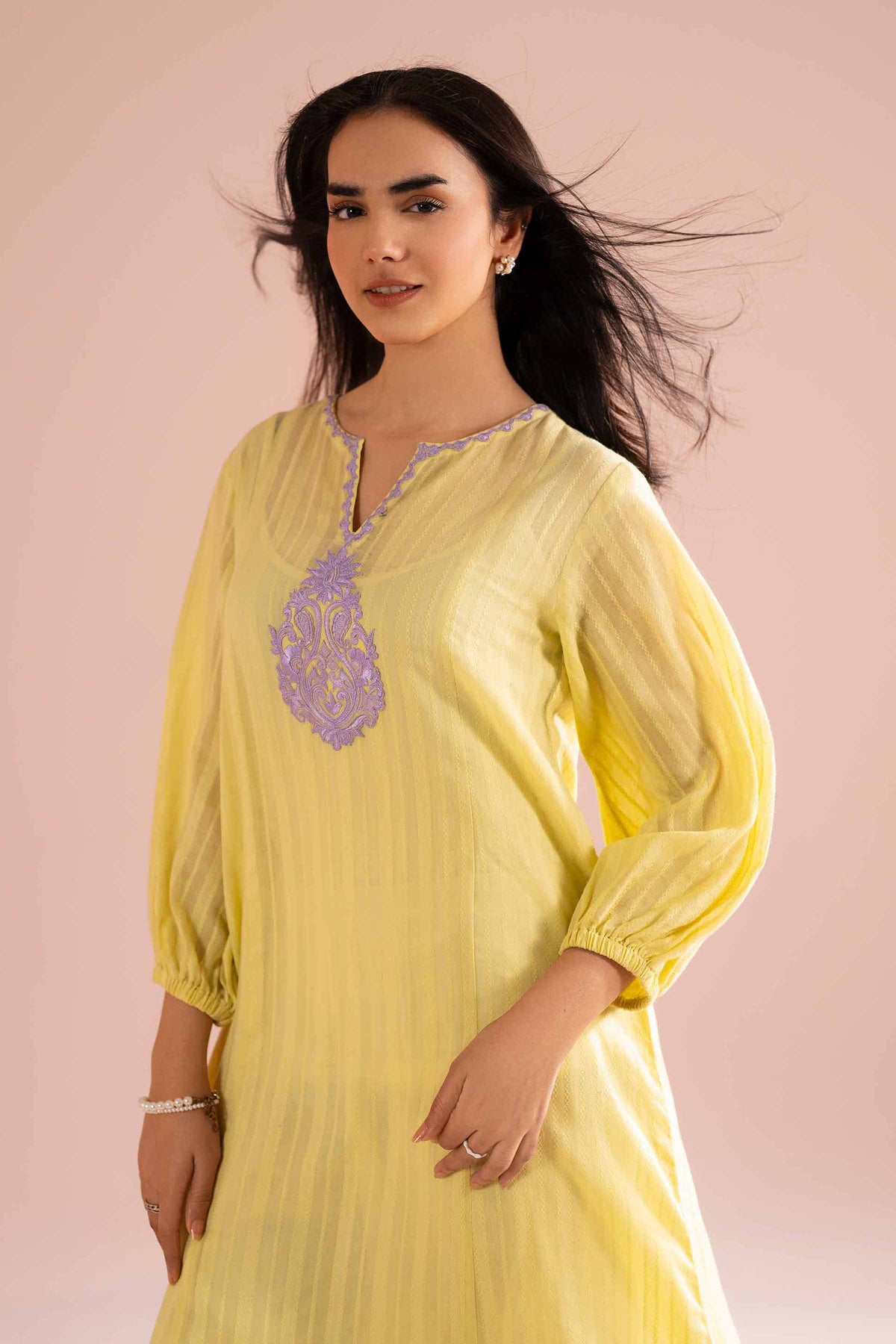 Embroidered Dress - PE26-10 Yellow Dobby 1PC Embroidered Nishat Australia