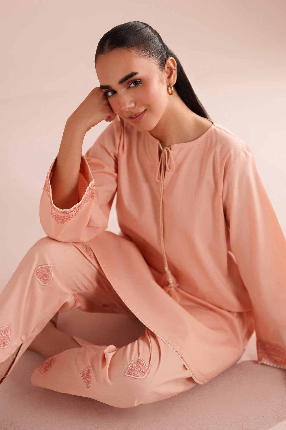 2 Piece - Embroidered Suit - PE26-150 Orange Linen 2PC Embroidered Nishat Australia