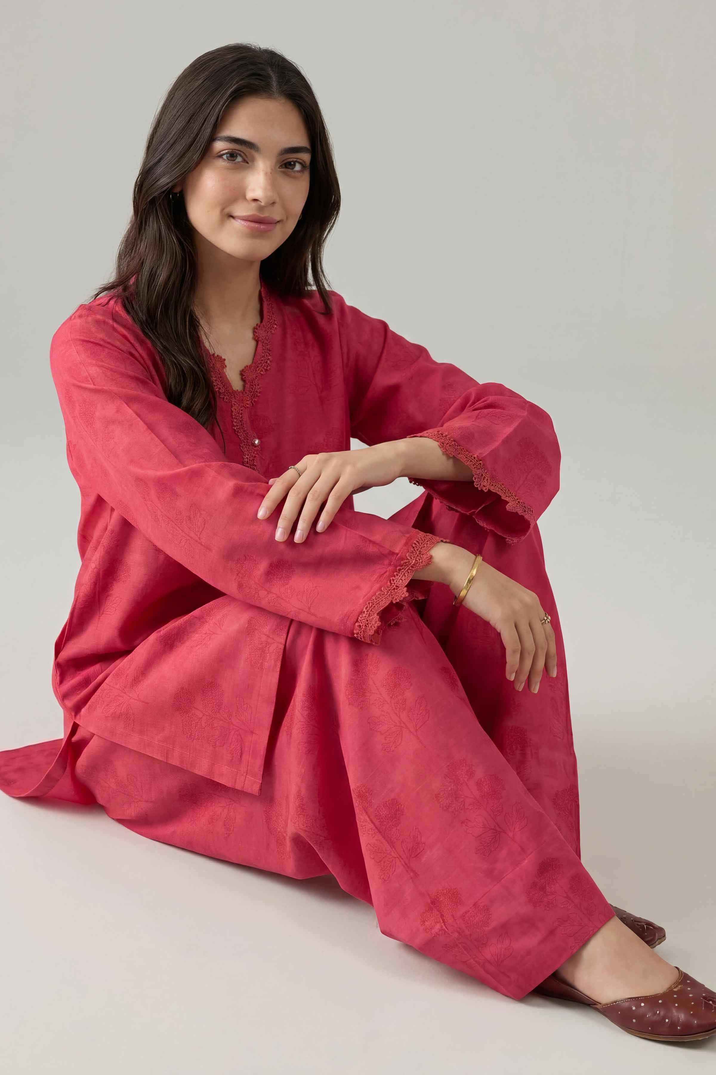 2 Piece - Printed Suit - PE26-156 Pink Silk 2PC Printed Nishat Australia