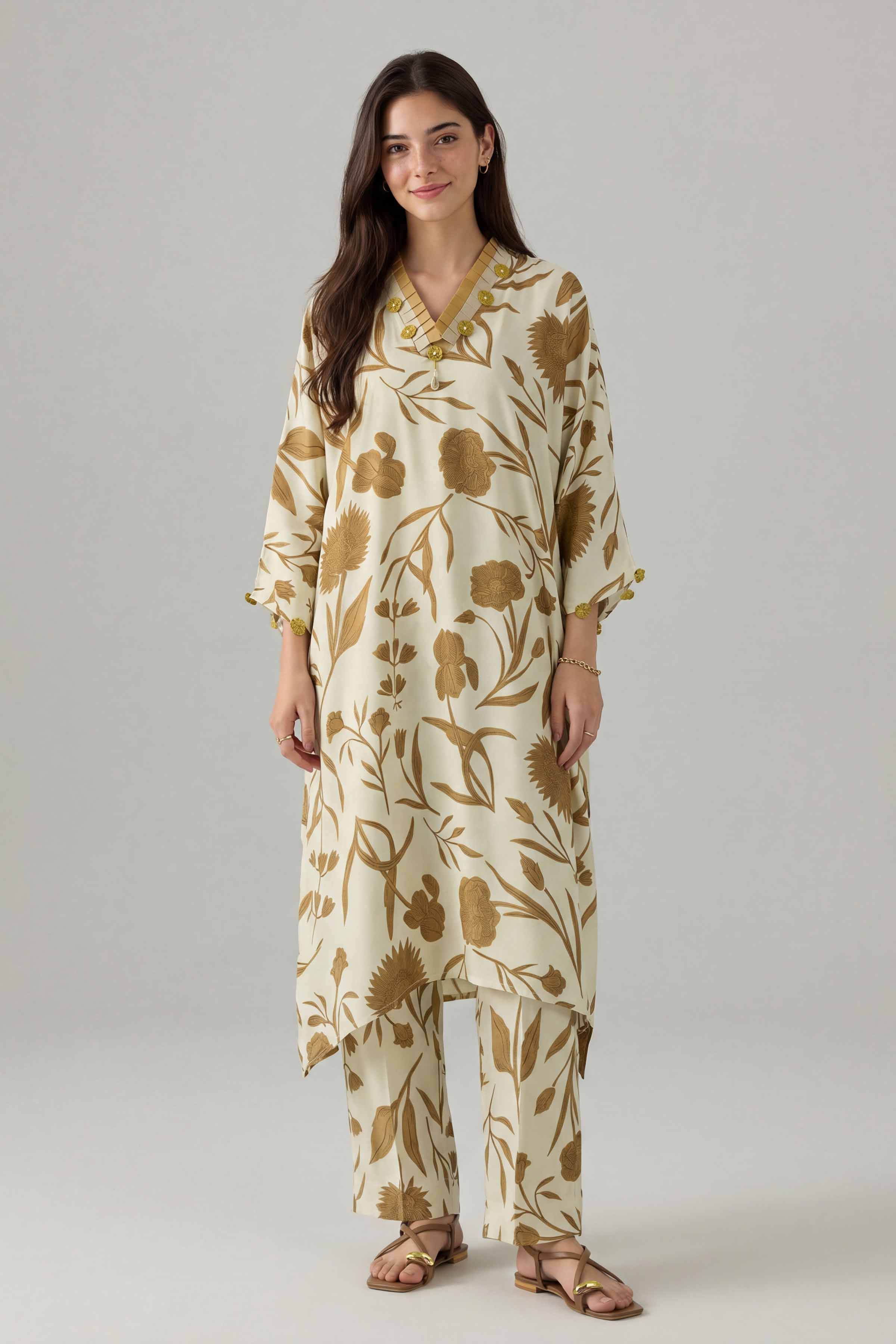 2 Piece - Printed Suit - PE26-158 Off White Silk 2PC Printed Nishat Australia