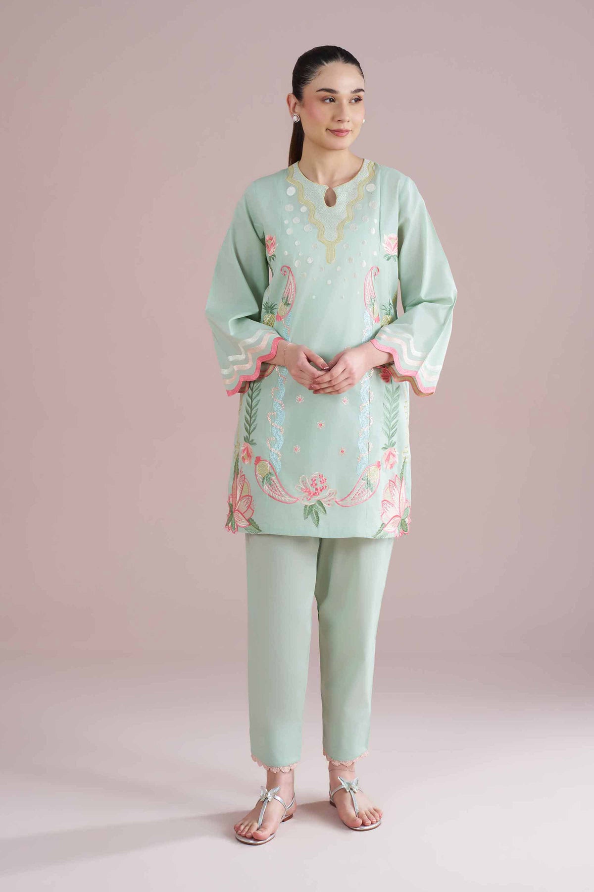 2 Piece - Embroidered Suit - PE26-235 Green Cambric 2PC Embroidered Nishat Australia