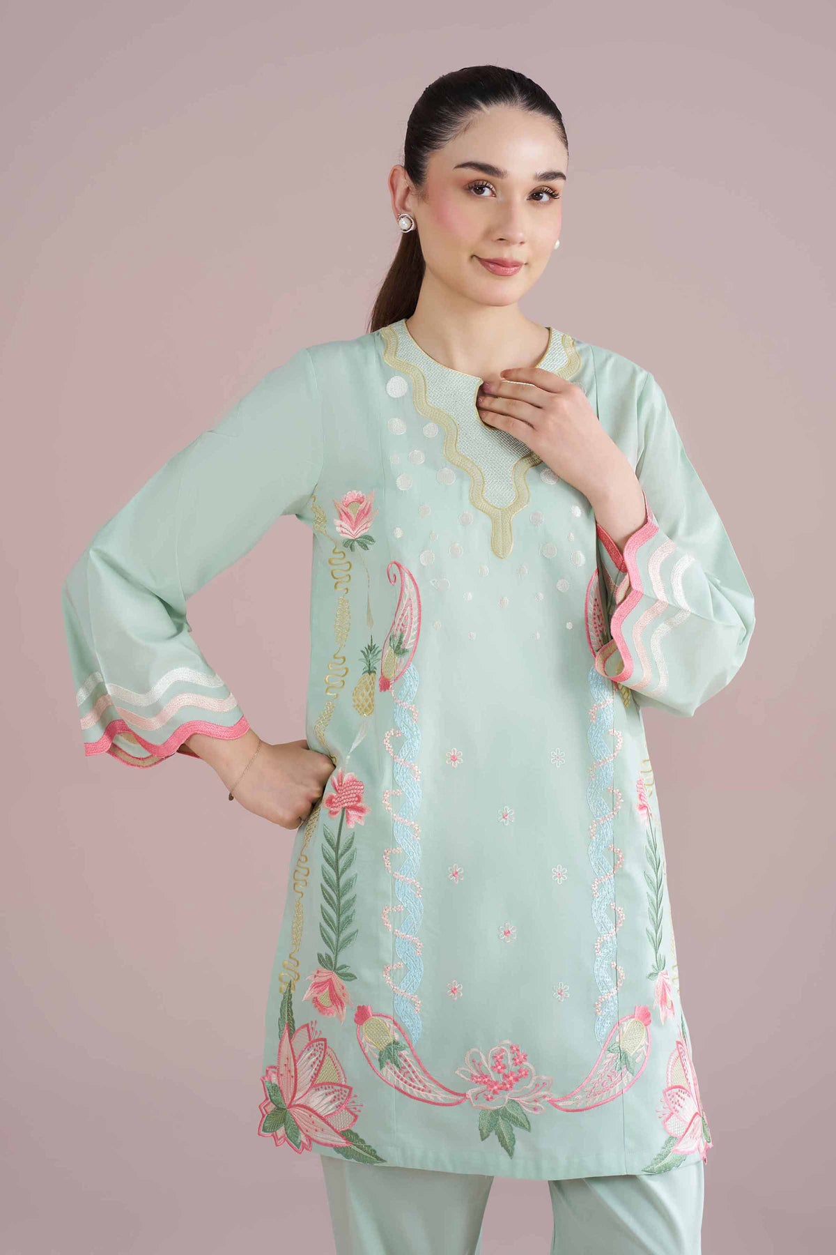 2 Piece - Embroidered Suit - PE26-235 Green Cambric 2PC Embroidered Nishat Australia