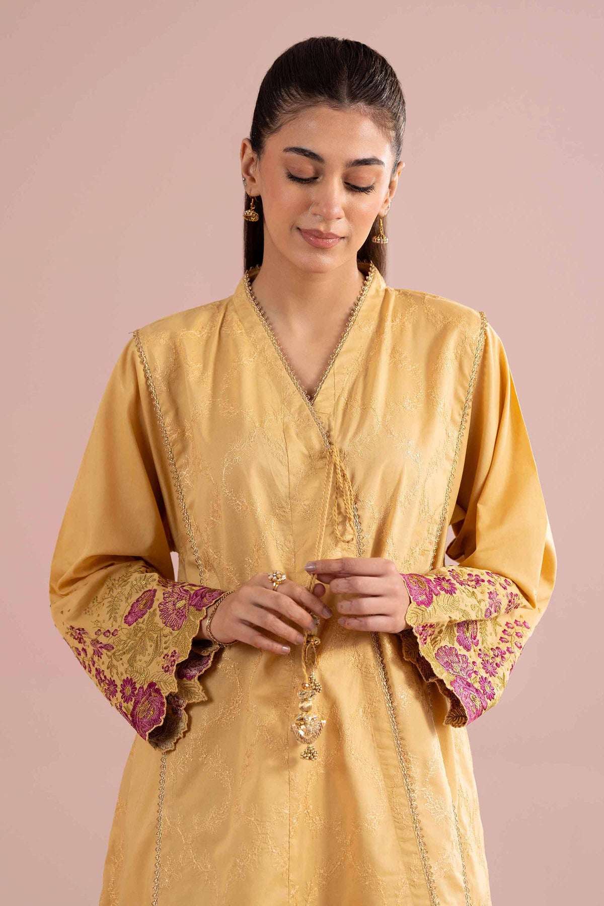 2 Piece - Embroidered Suit - PE26-241 Yellow Cambric 2PC Embroidered Nishat Australia
