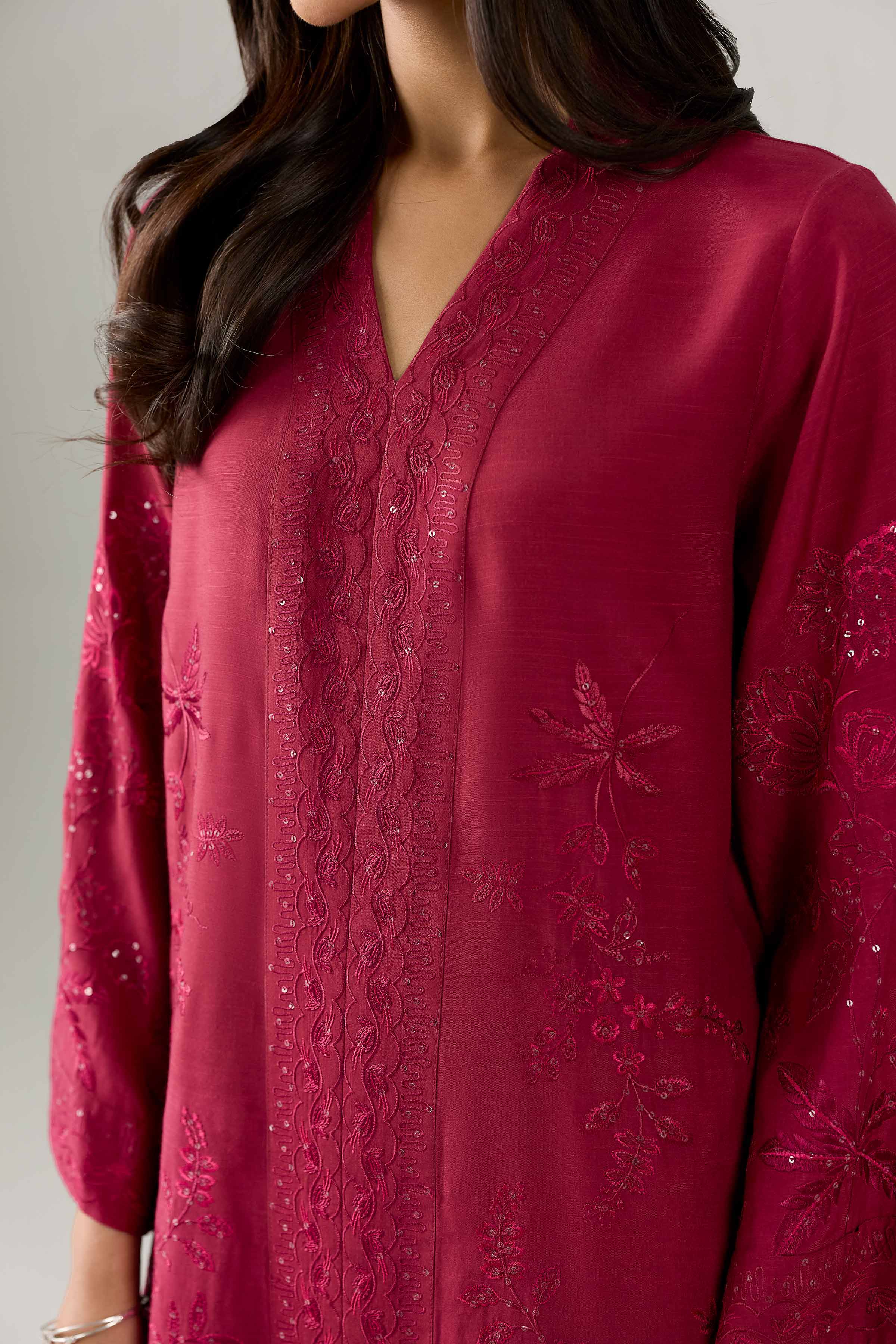 2 Piece - Embroidered Suit - PE26-255 Pink Silk 2PC Embroidered Nishat Australia