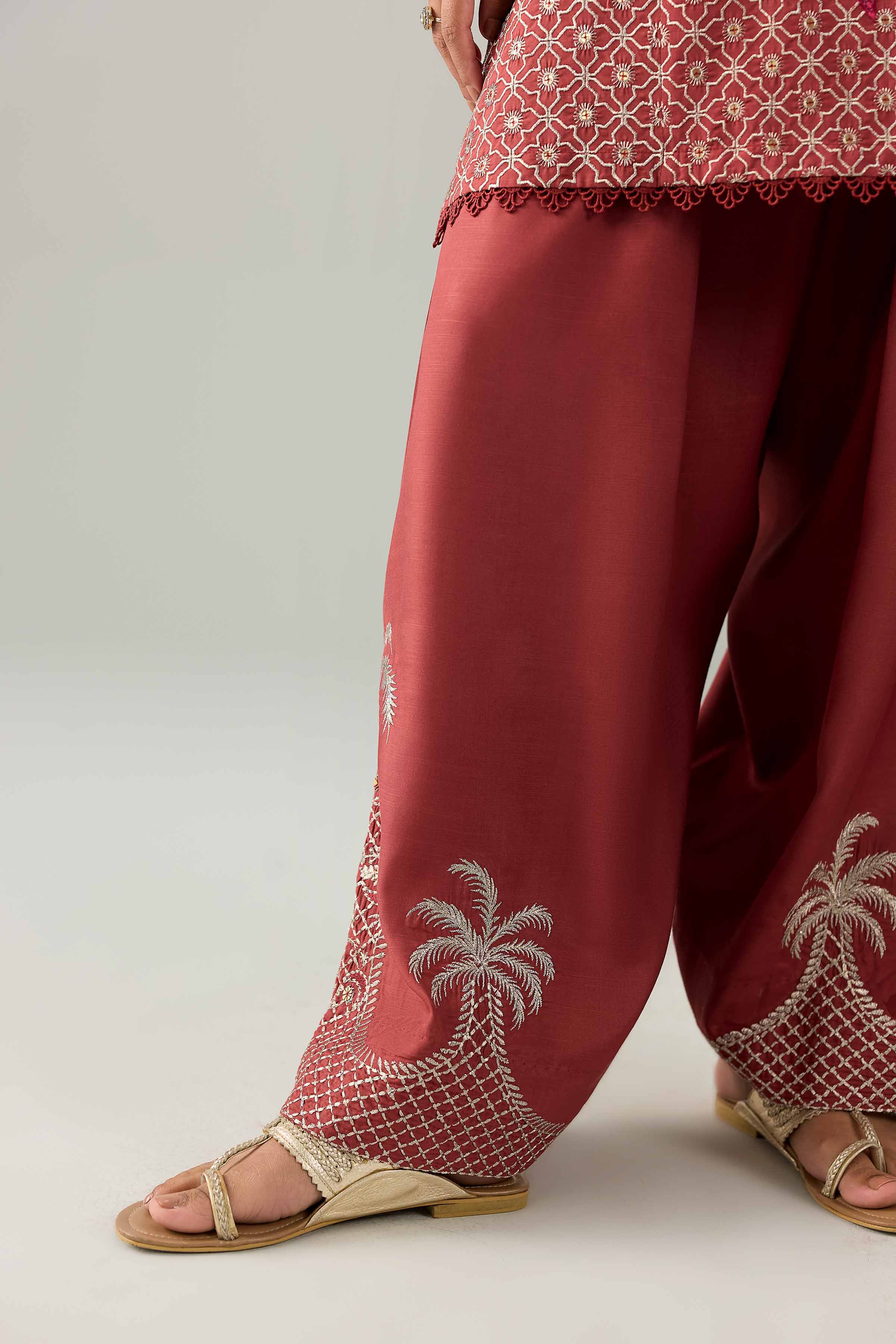 2 Piece - Embroidered Suit - PE26-259 Maroon Silk 2PC Embroidered Nishat Australia