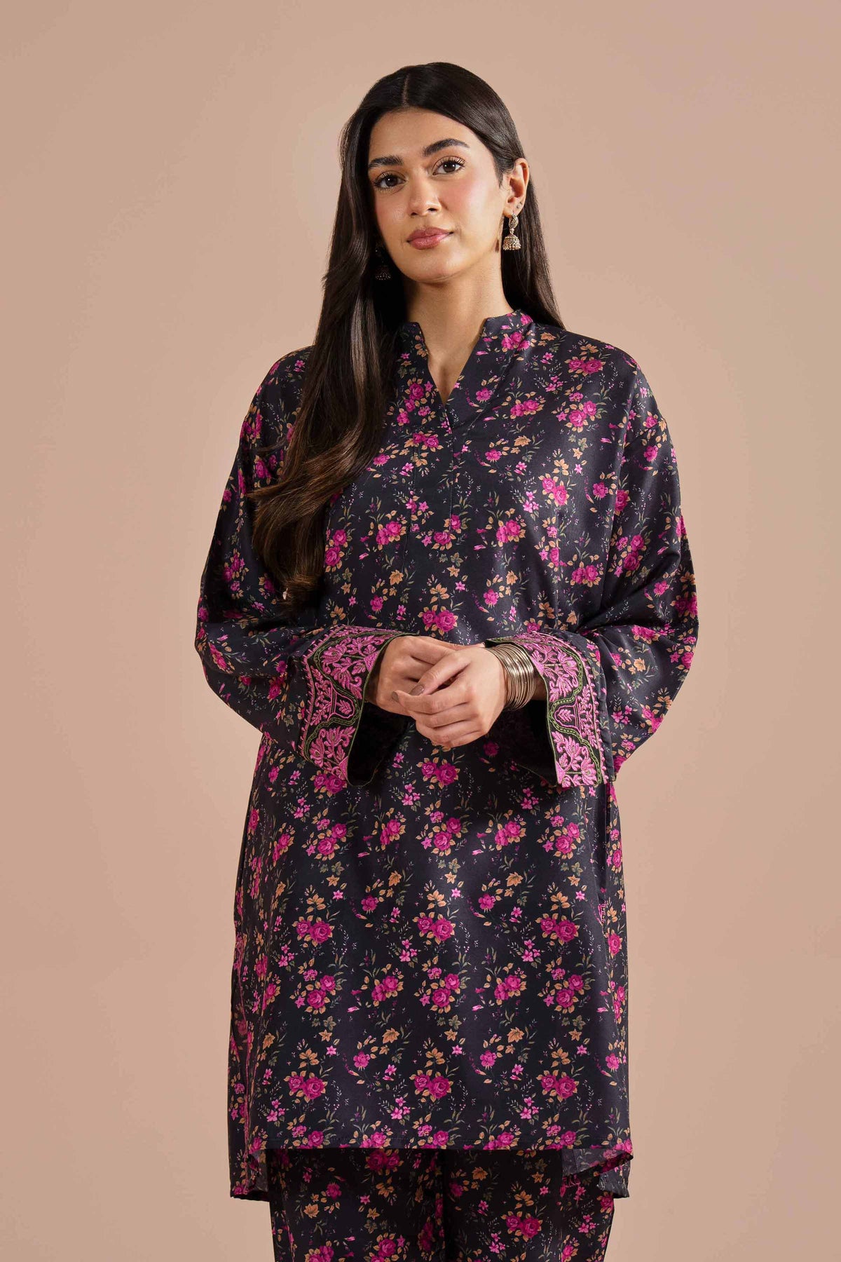 2 Piece - Printed Embroidered Suit - PE26-27 Black Lawn 2PC Embroidered Nishat Australia