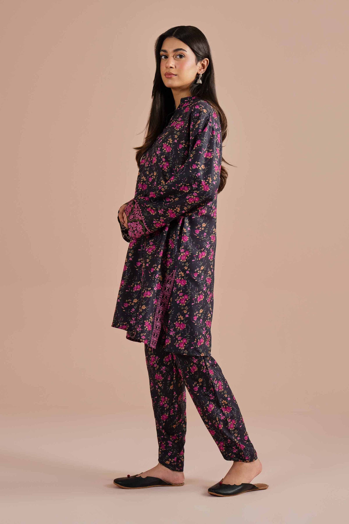 2 Piece - Printed Embroidered Suit - PE26-27 Black Lawn 2PC Embroidered Nishat Australia