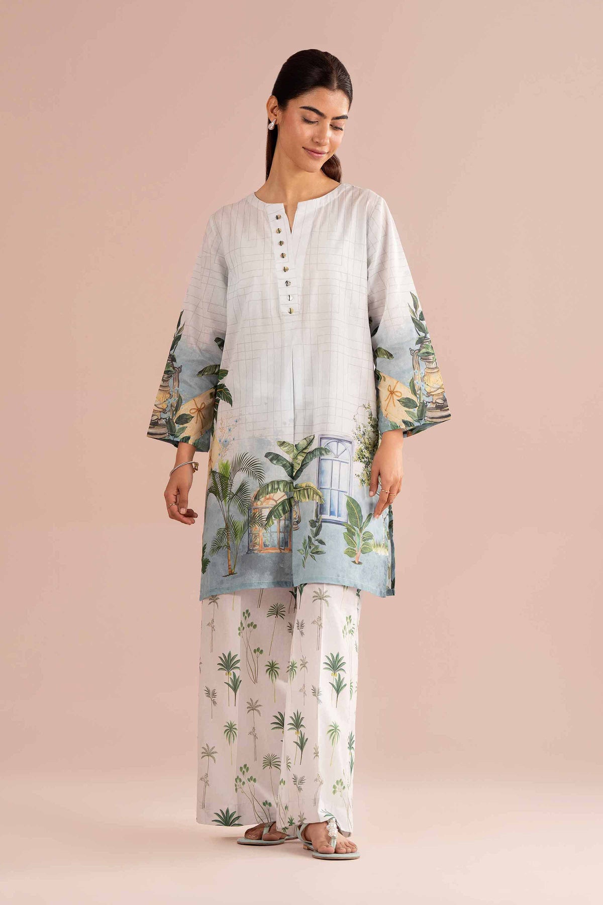 2 Piece - Printed Suit - PE26-272 Grey Lawn 2PC Printed Nishat Australia