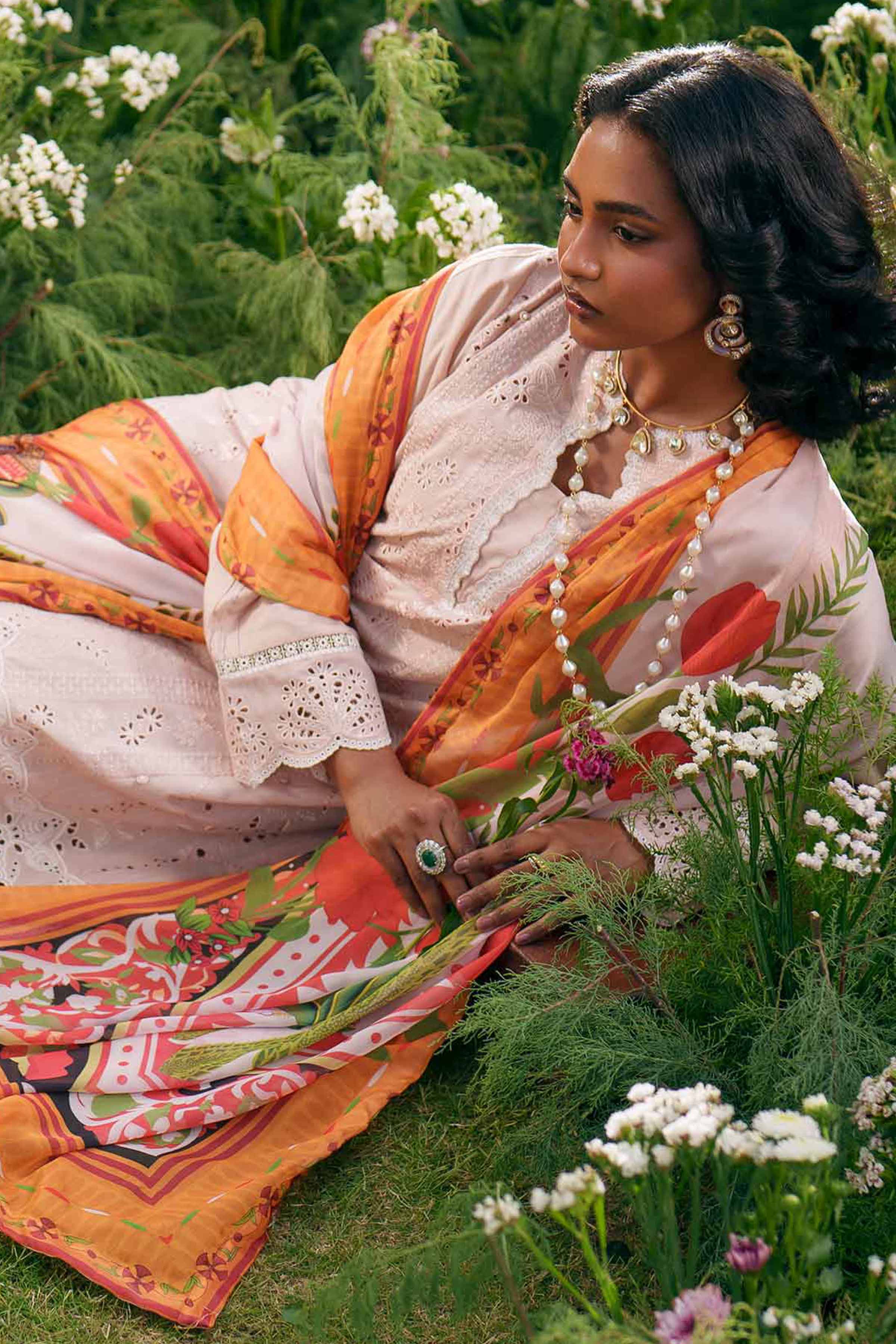 3 Piece - Printed Embroidered Suit - PE26-289