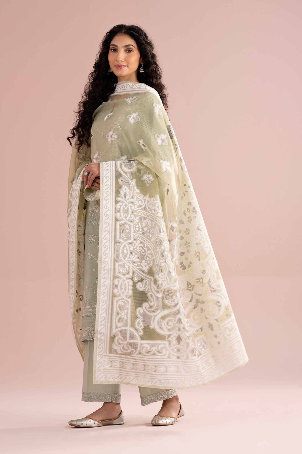 3 Piece - Embroidered Suit - PE26-316 Green Cross Hatch 3PC Embroidered Nishat Australia