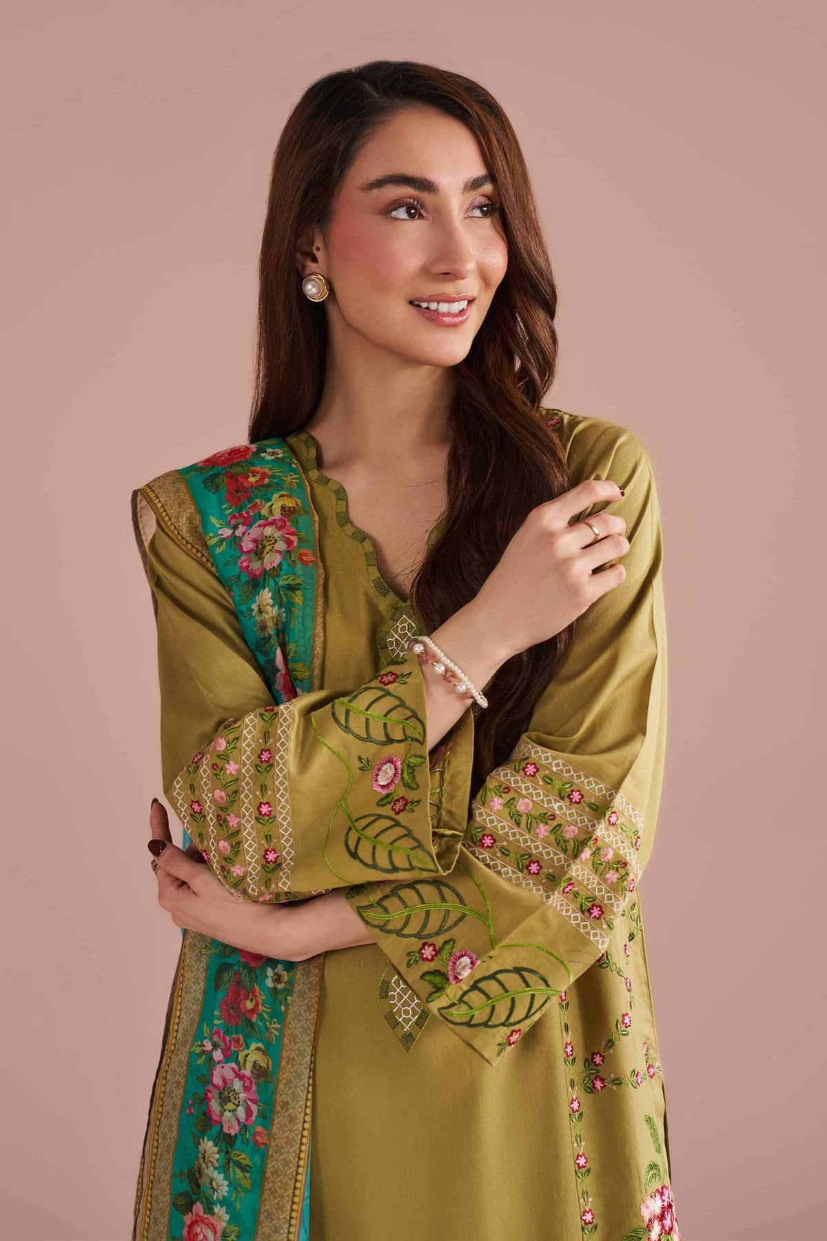 3 Piece - Embroidered Suit - PE26-321 Green Cotton 3PC Embroidered Nishat Australia