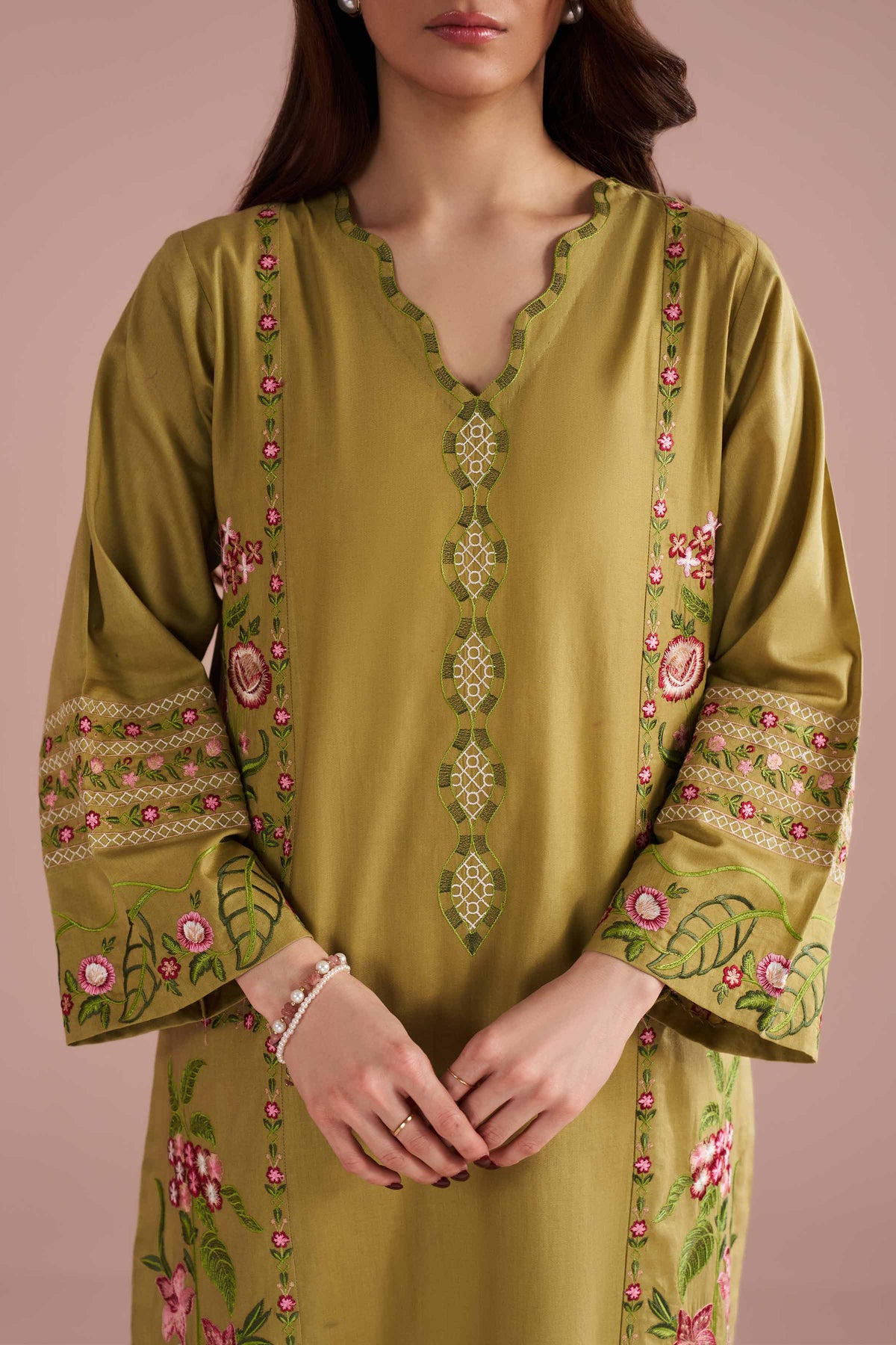 3 Piece - Embroidered Suit - PE26-321 Green Cotton 3PC Embroidered Nishat Australia