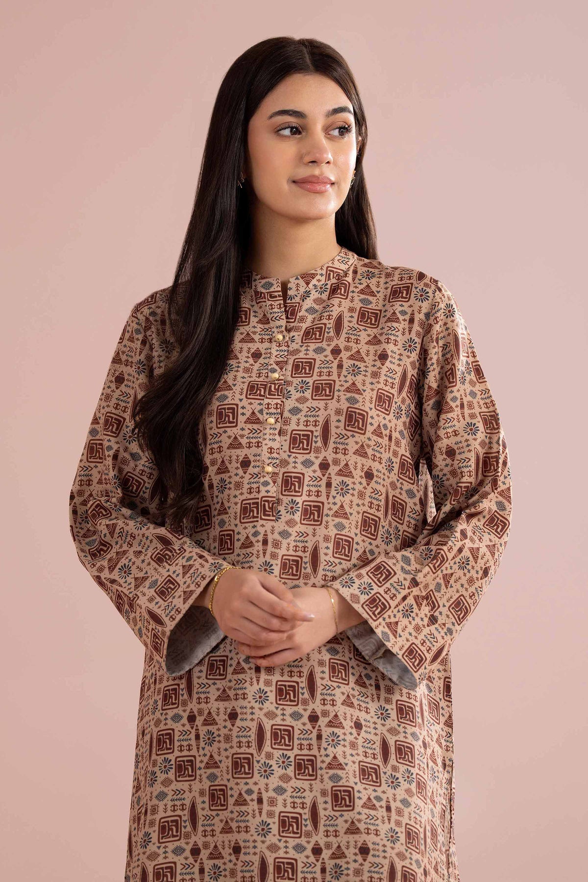 2 Piece - Printed Suit - PE26-347 Brown Lawn 2PC Printed Nishat Australia