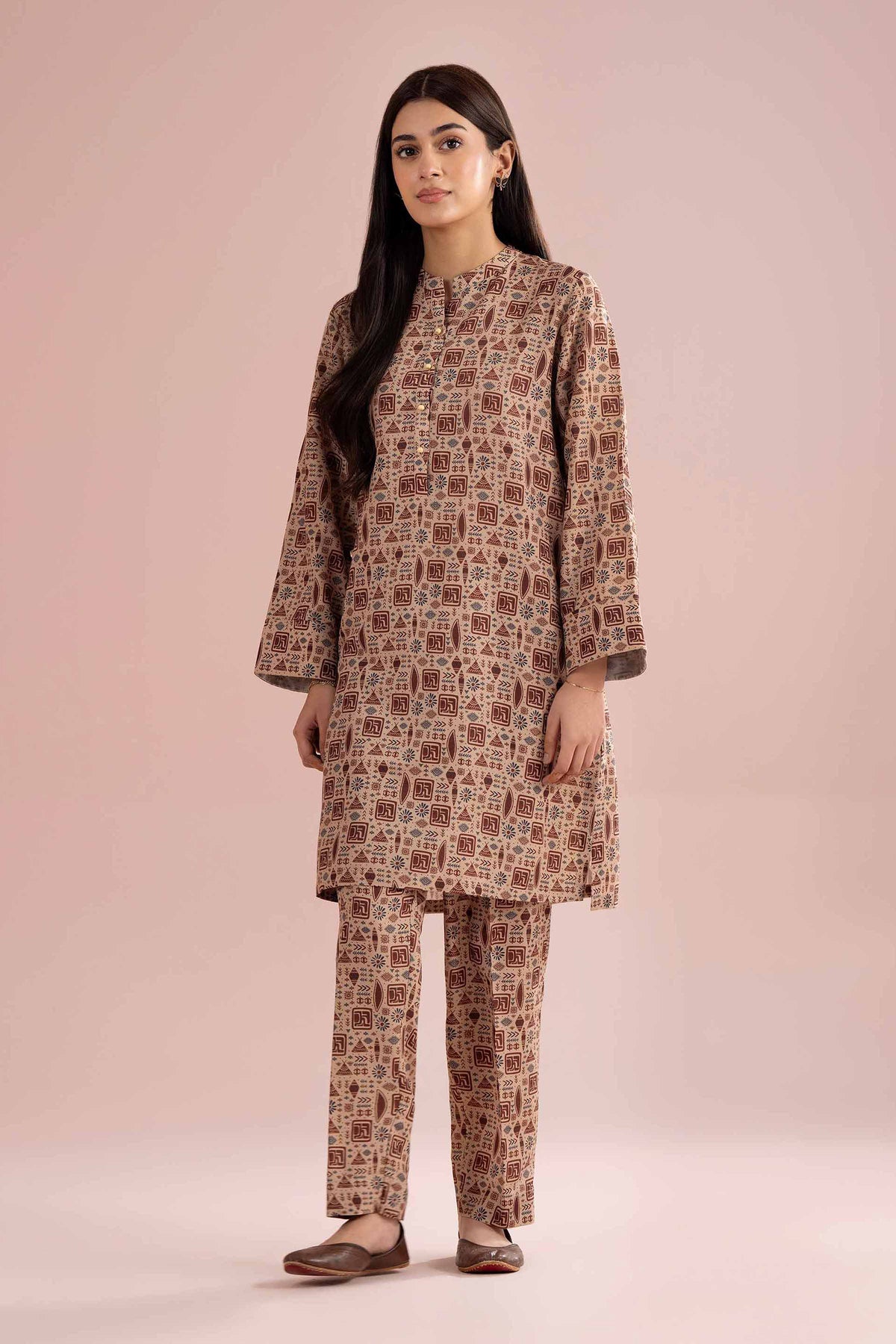 2 Piece - Printed Suit - PE26-347 Brown Lawn 2PC Printed Nishat Australia