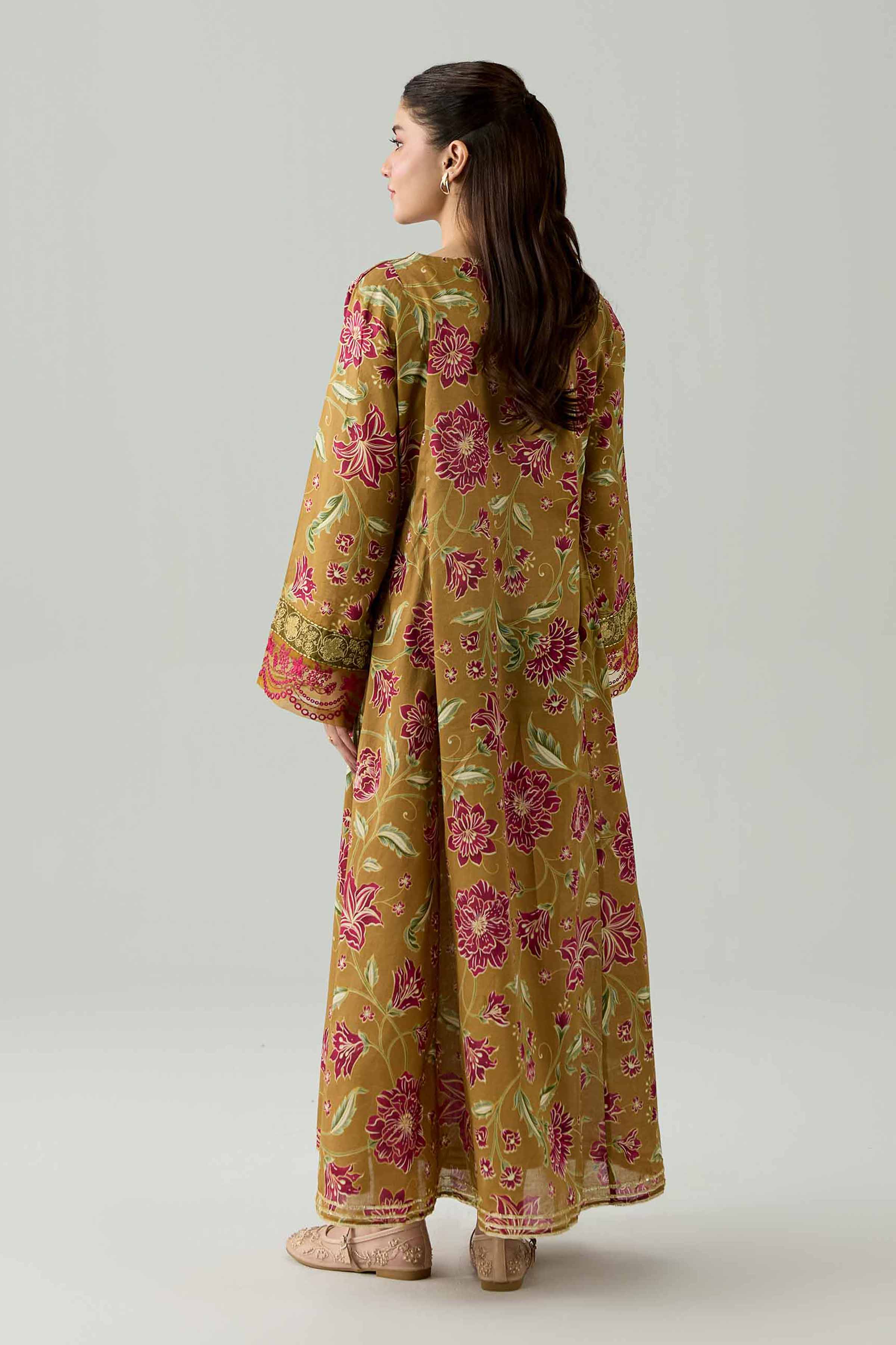 Printed Embroidered Shirt - PE26-375 Brown Lawn 1PC Embroidered Nishat Australia