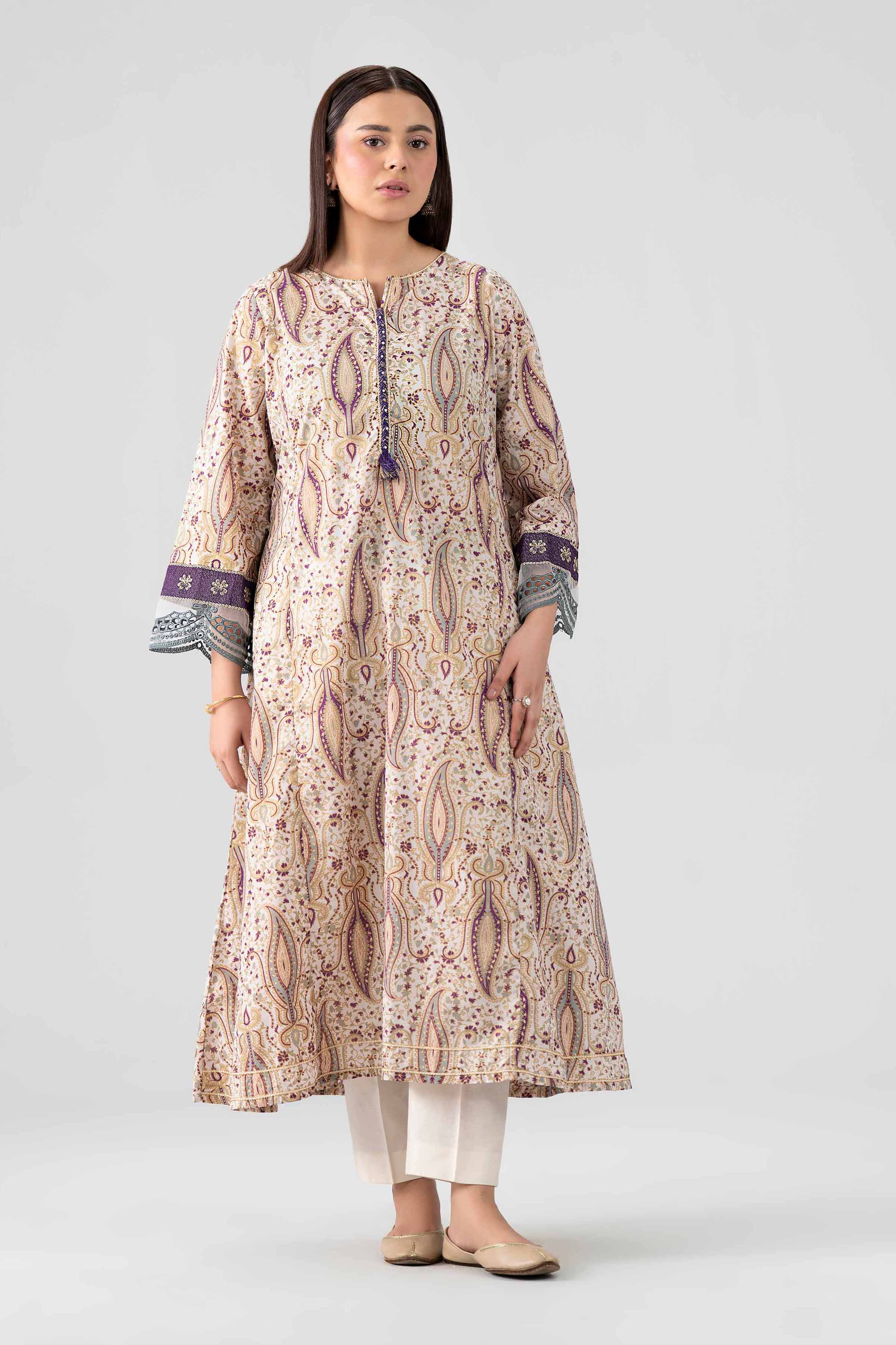 Printed Embroidered Shirt - PE26-376 Beige Lawn 1PC Embroidered Nishat Australia