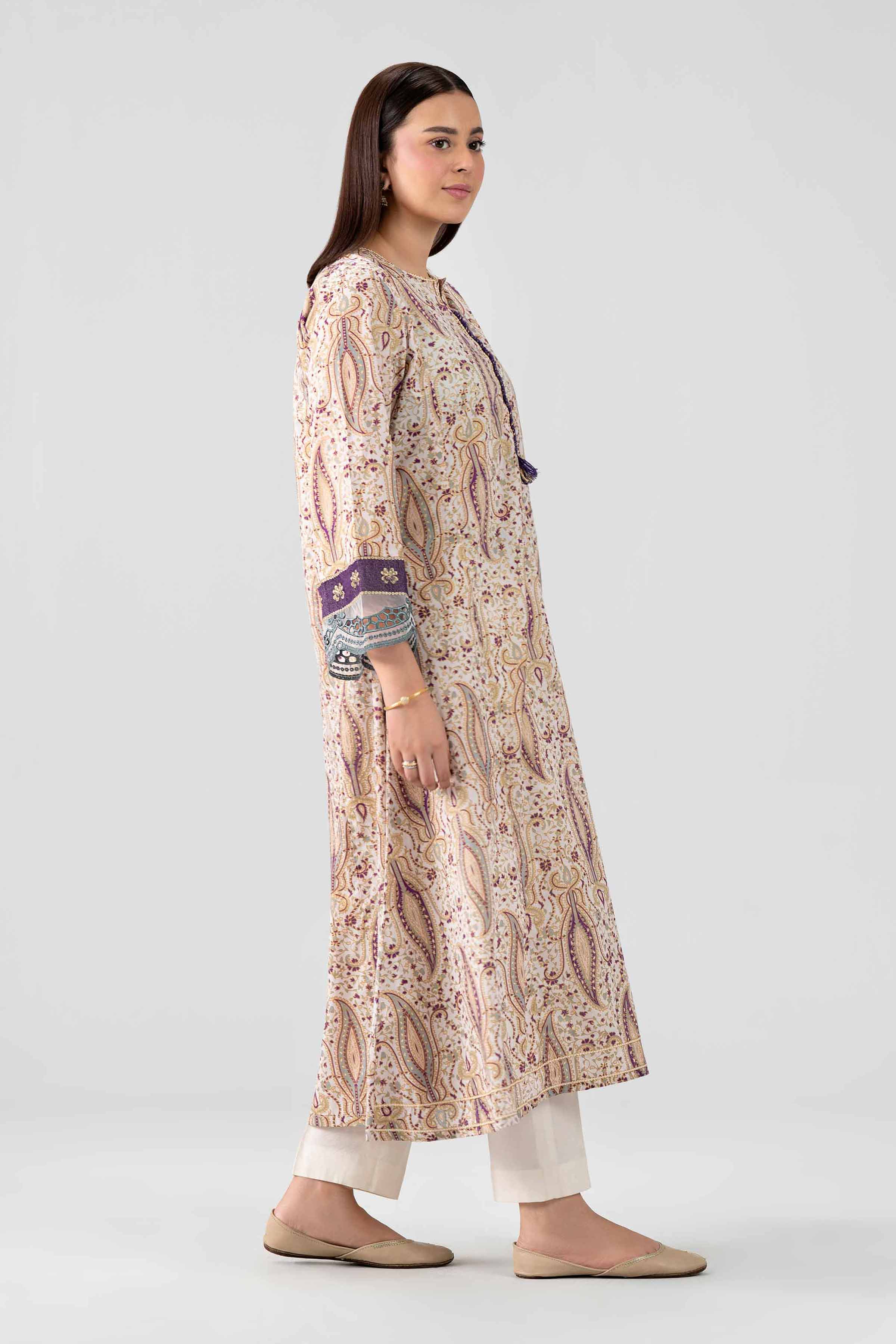 Printed Embroidered Shirt - PE26-376 Beige Lawn 1PC Embroidered Nishat Australia
