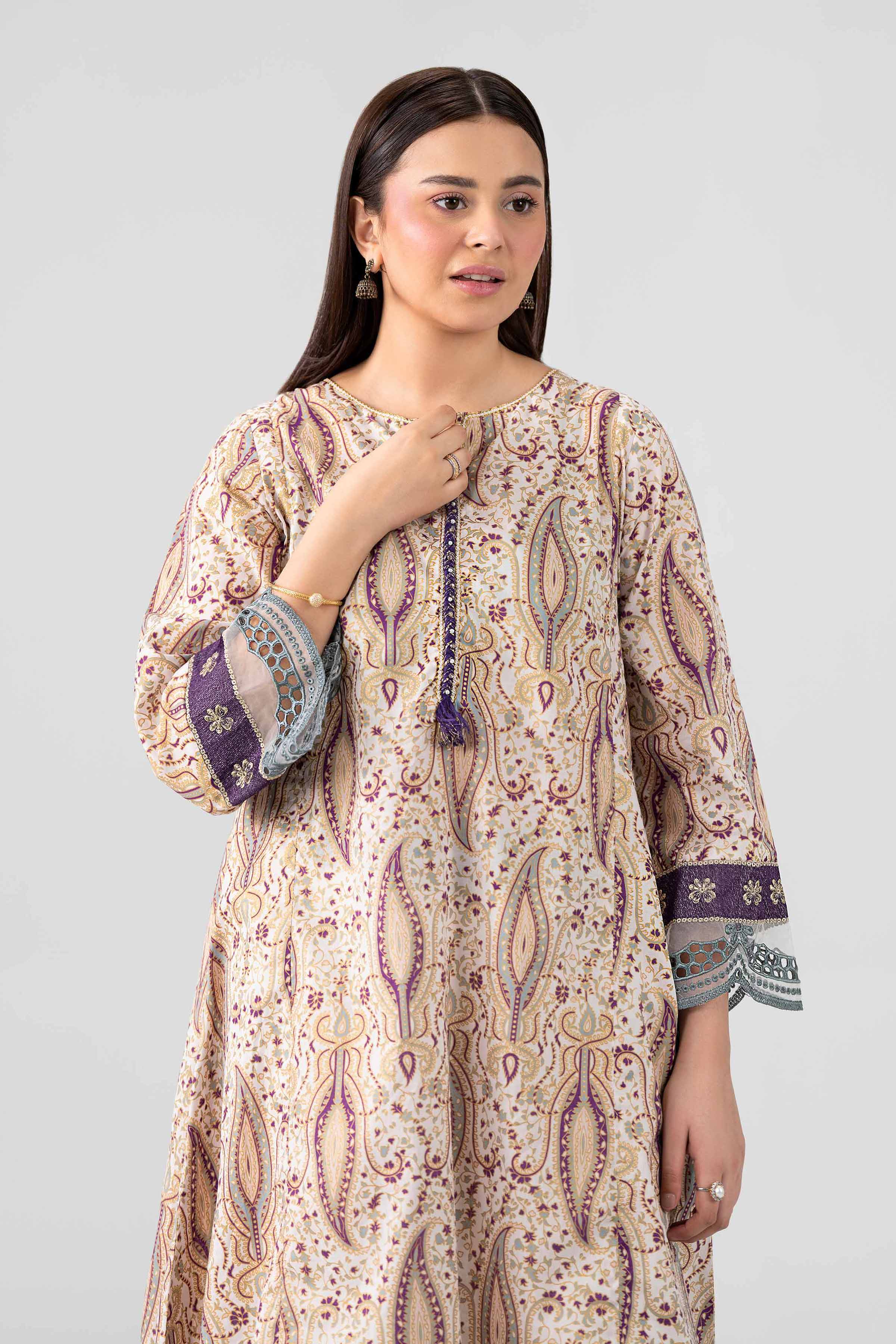 Printed Embroidered Shirt - PE26-376 Beige Lawn 1PC Embroidered Nishat Australia