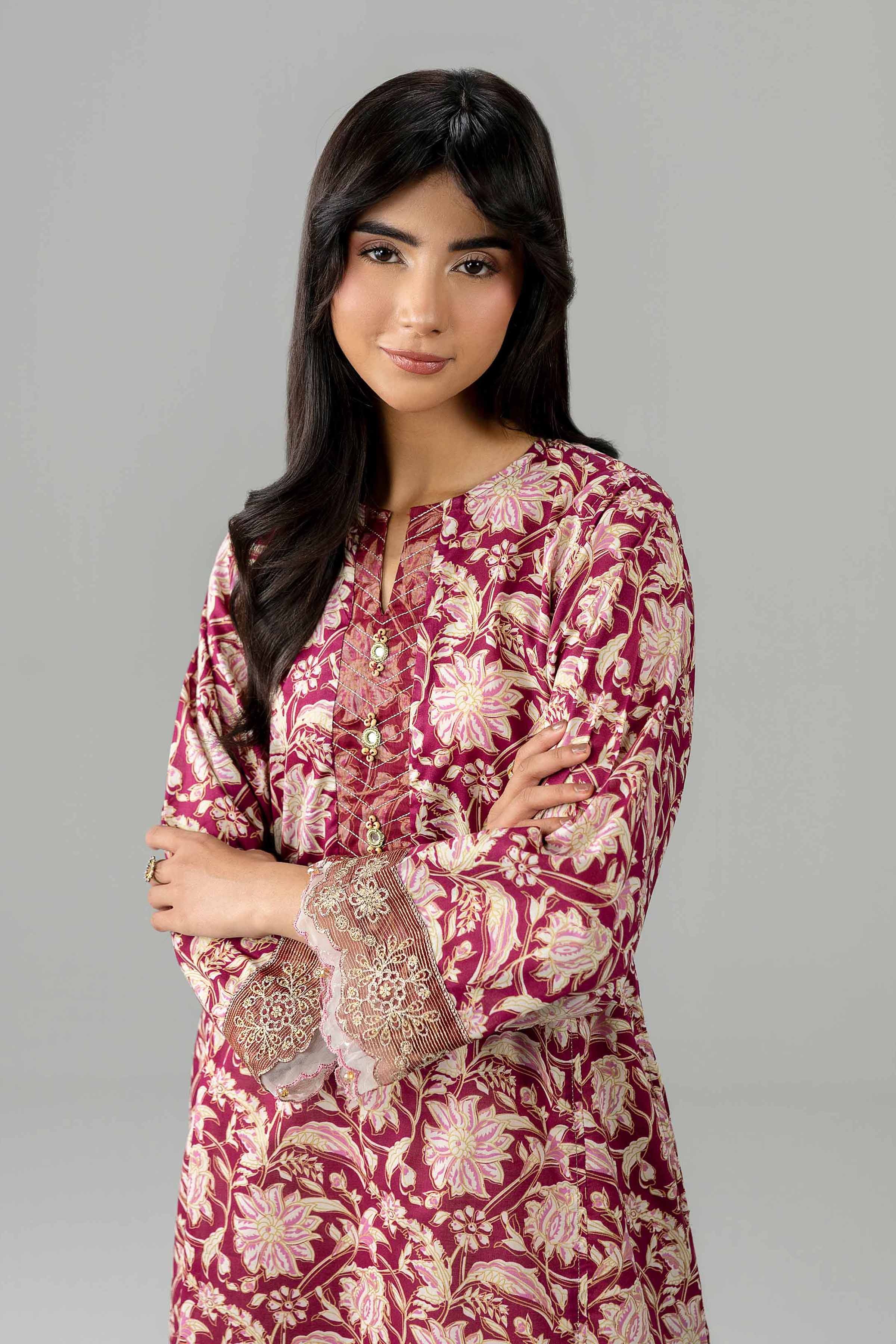 Printed Embroidered Shirt - PE26-377 Red Lawn 1PC Embroidered Nishat Australia