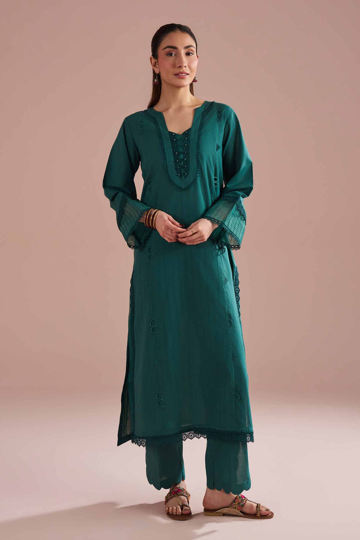 2 Piece - Solid Suit - PE26-38 Green Dobby 2PC Solids Nishat Australia
