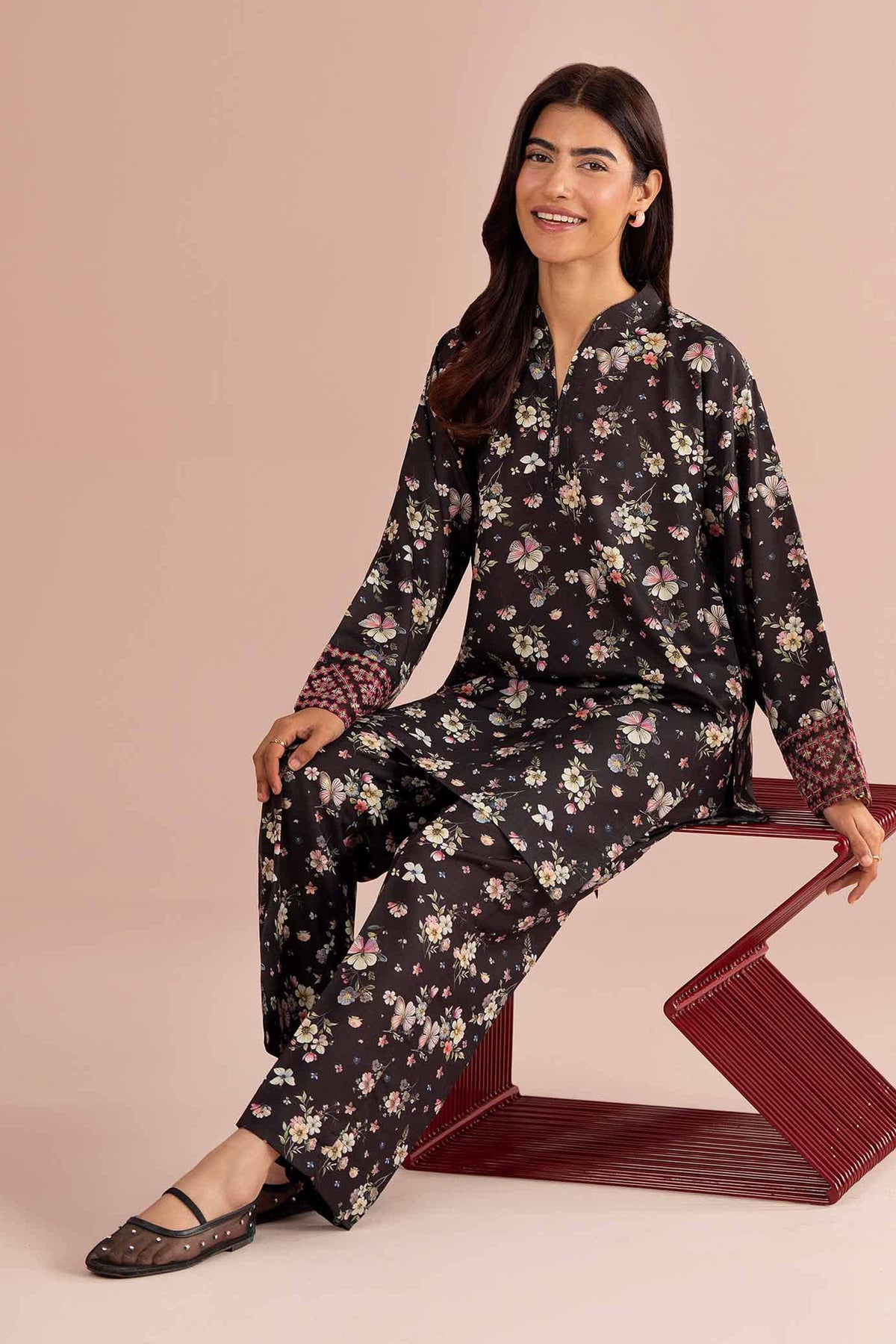 2 Piece - Printed Embroidered Suit - PE26-414 Black Lawn 2PC Embroidered Nishat Australia