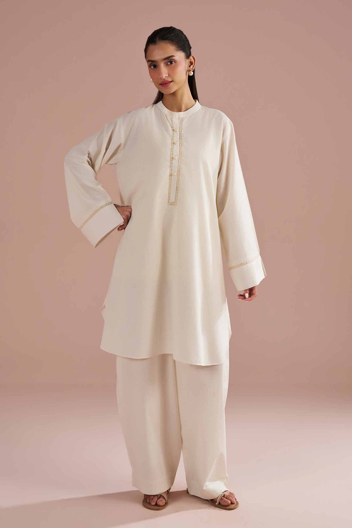 2 Piece - Solid Suit - PE26-43 White Plain 2PC Solids Nishat Australia