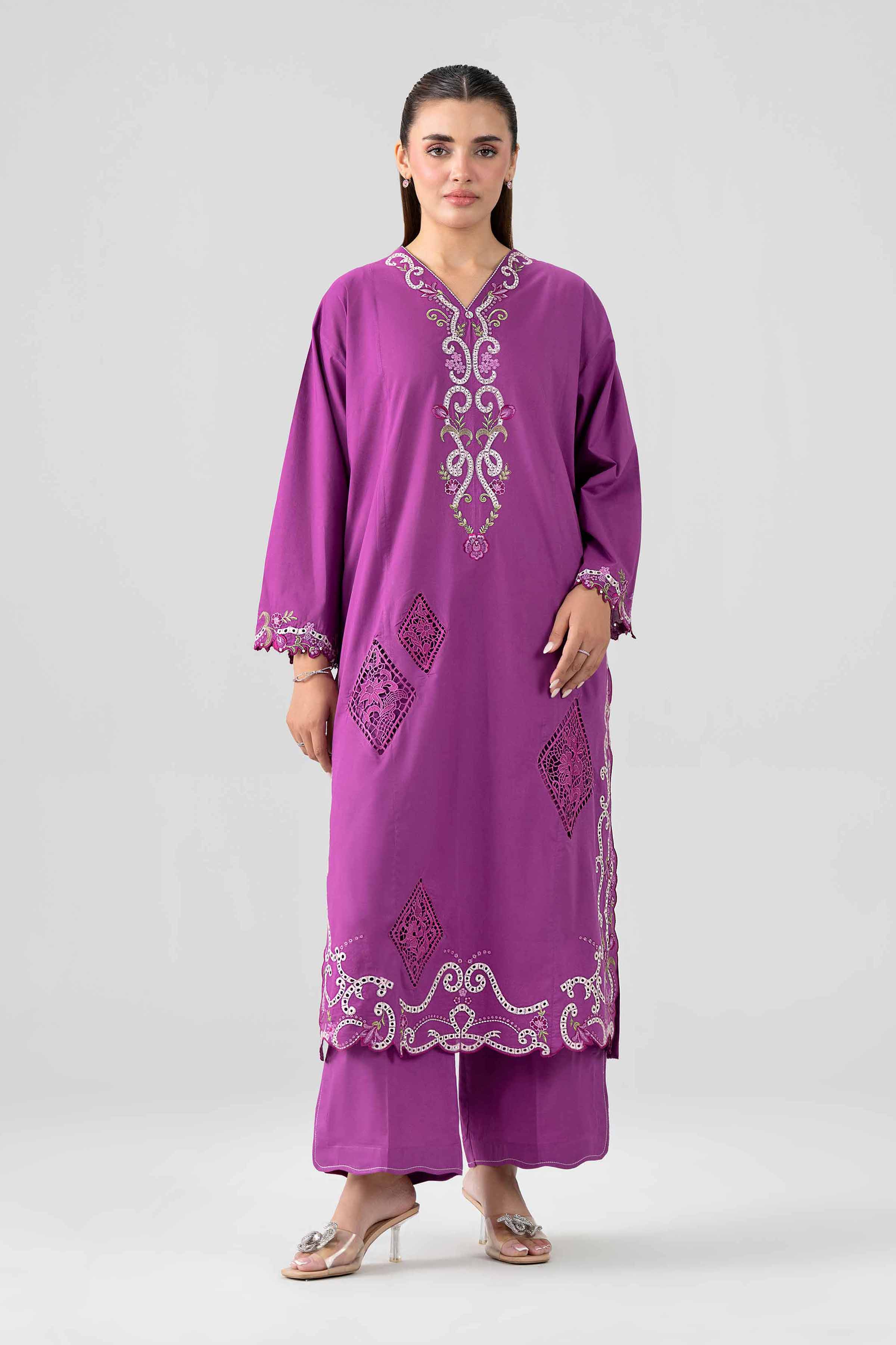 2 Piece - Embroidered Suit - PE26-455 Purple Cambric 2PC Embroidered Nishat Australia