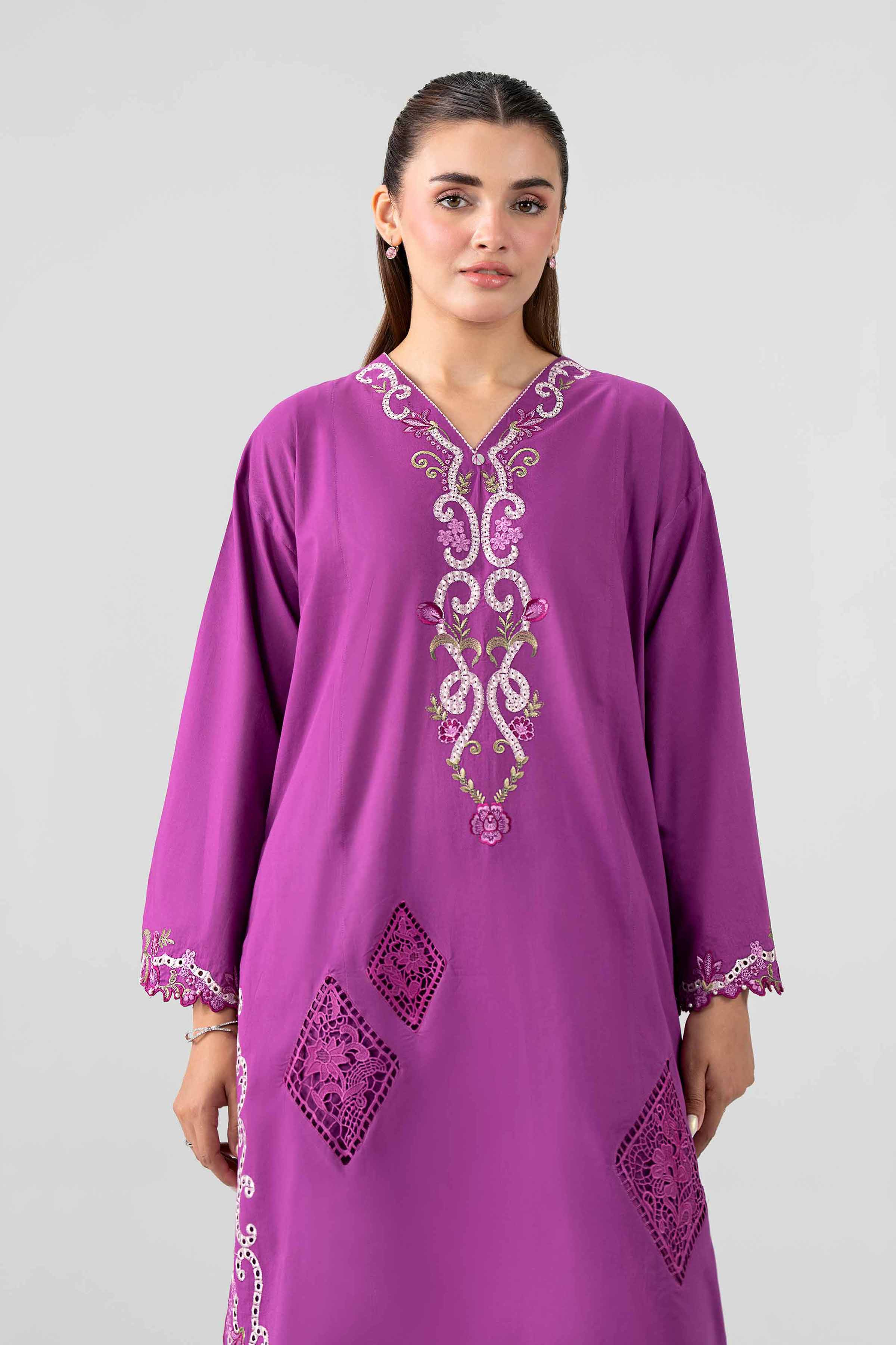 2 Piece - Embroidered Suit - PE26-455 Purple Cambric 2PC Embroidered Nishat Australia