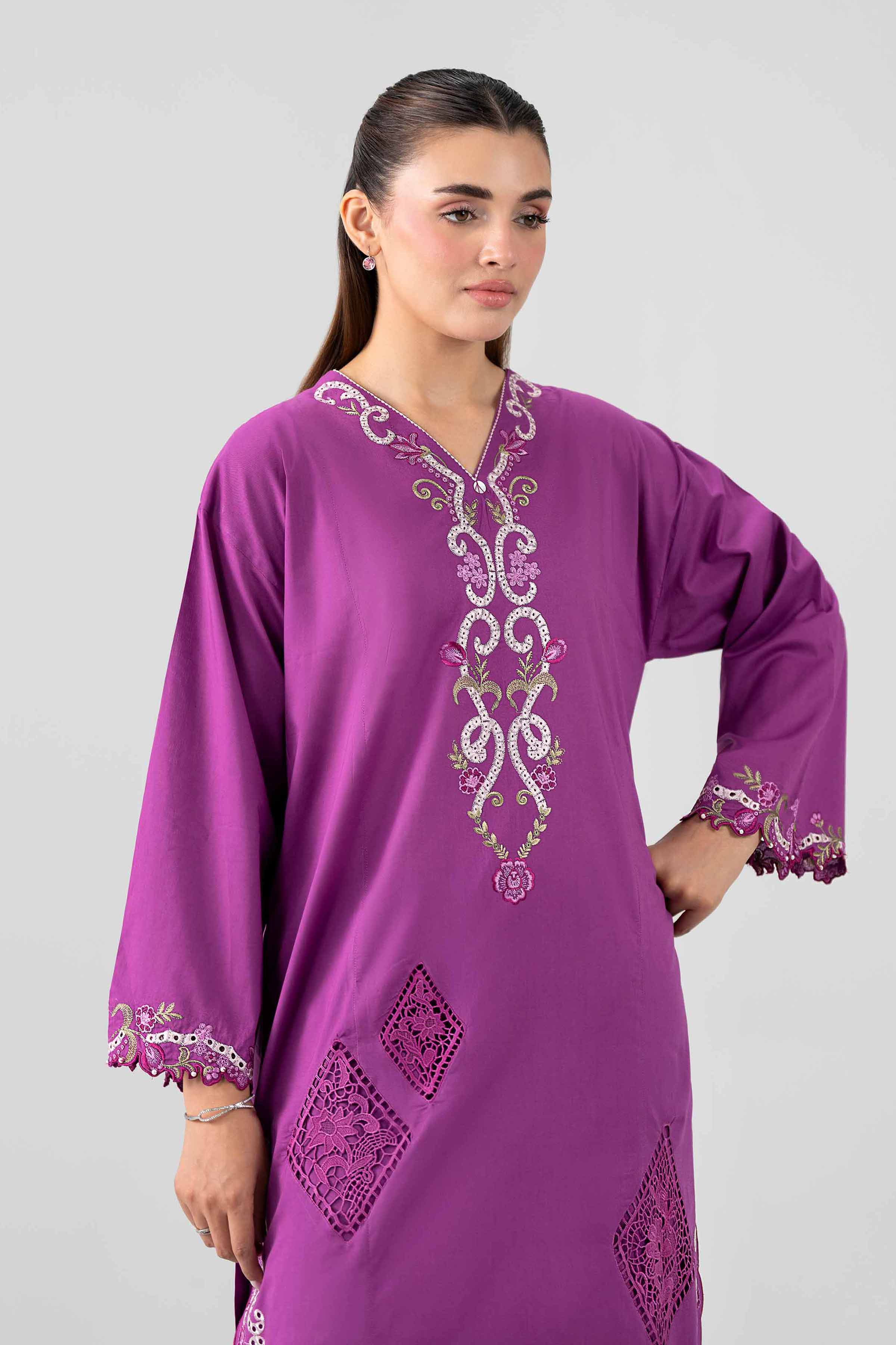 2 Piece - Embroidered Suit - PE26-455 Purple Cambric 2PC Embroidered Nishat Australia
