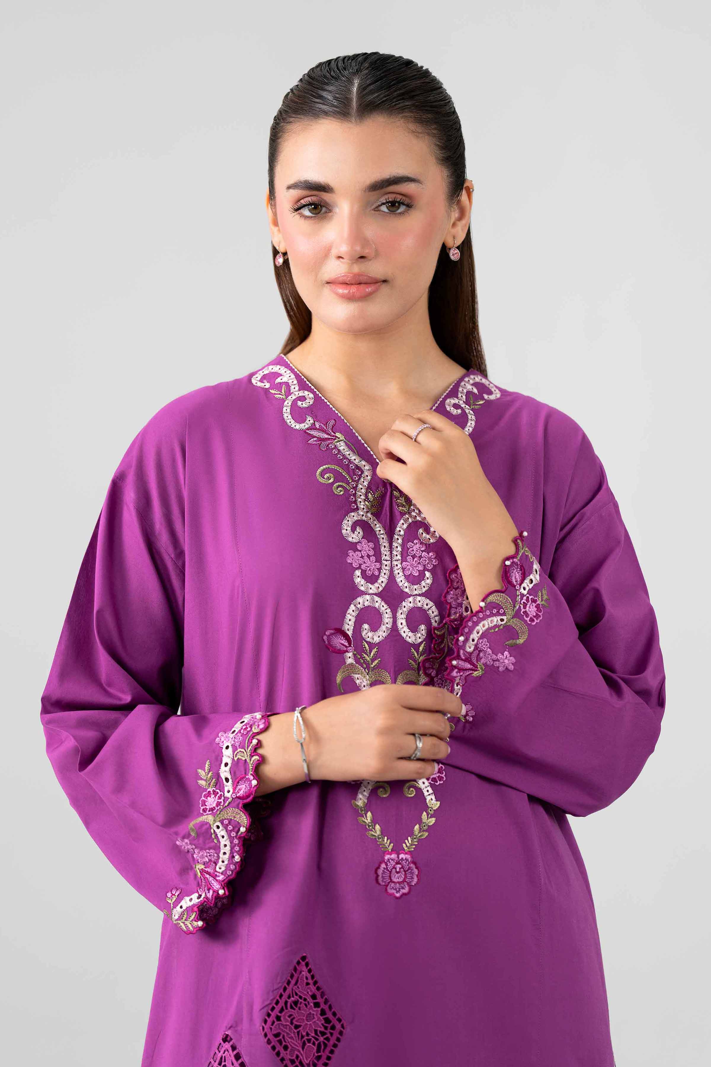 2 Piece - Embroidered Suit - PE26-455 Purple Cambric 2PC Embroidered Nishat Australia