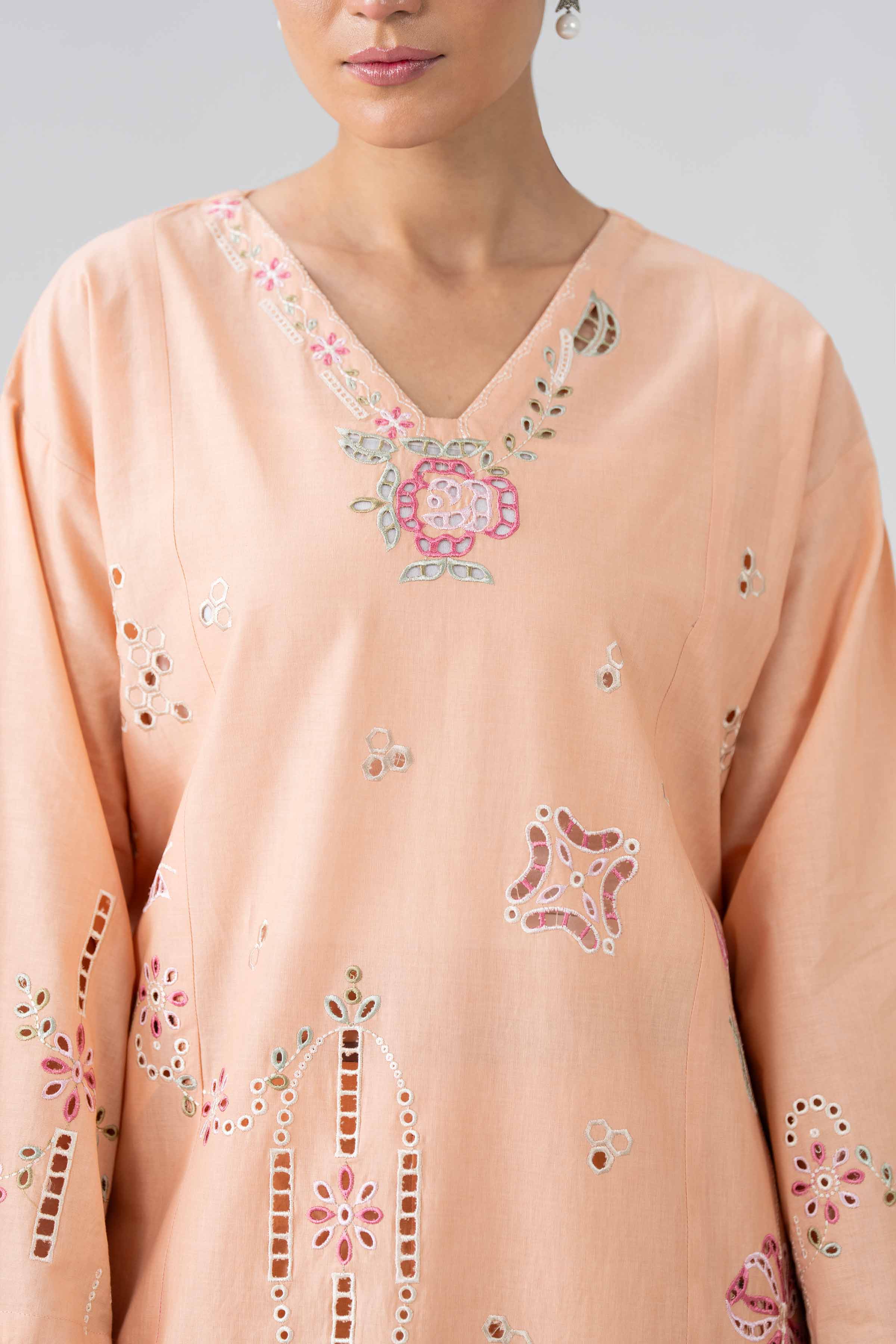 2 Piece - Embroidered Suit - PE26-457 Orange Cambric 2PC Embroidered Nishat Australia