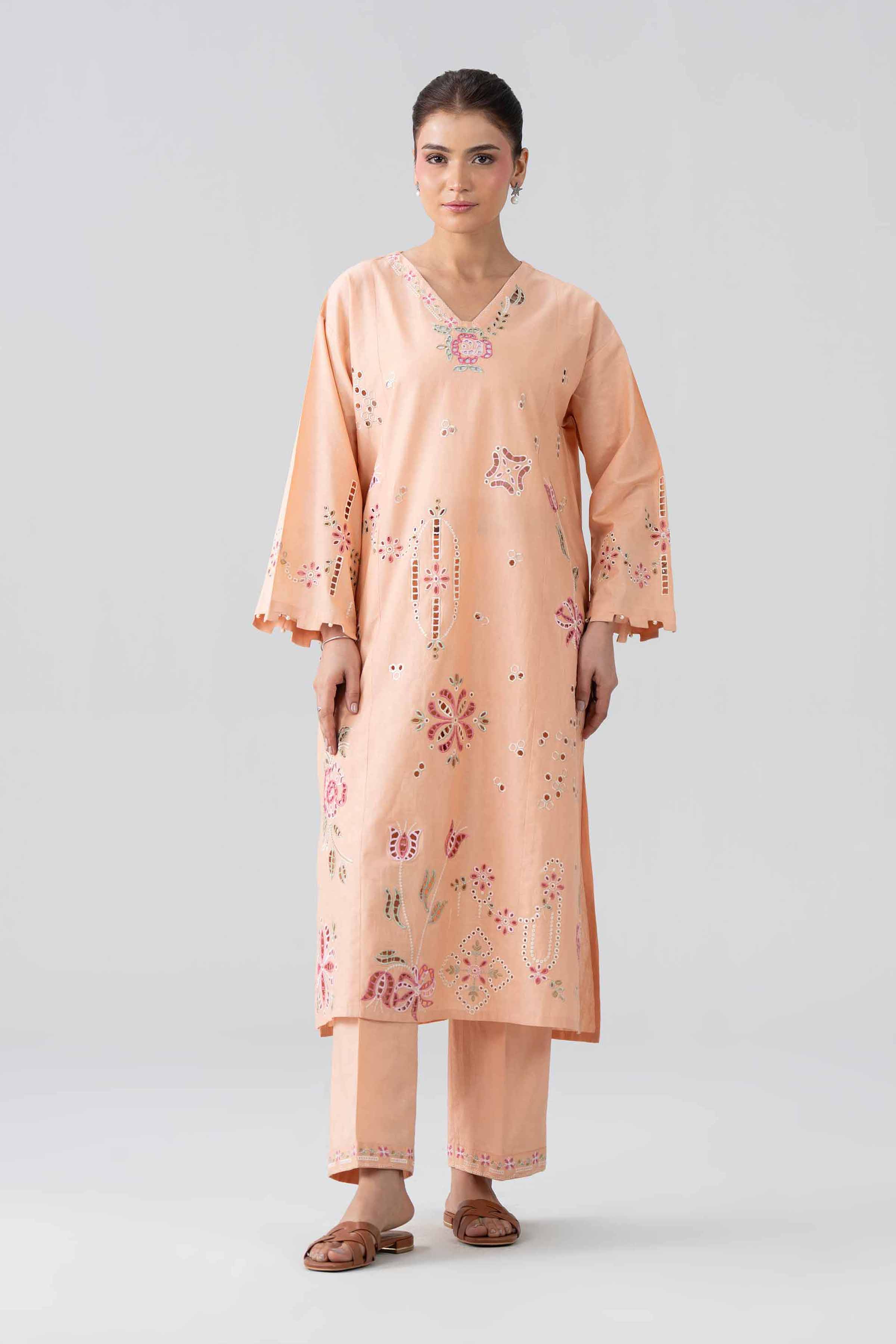 2 Piece - Embroidered Suit - PE26-457 Orange Cambric 2PC Embroidered Nishat Australia