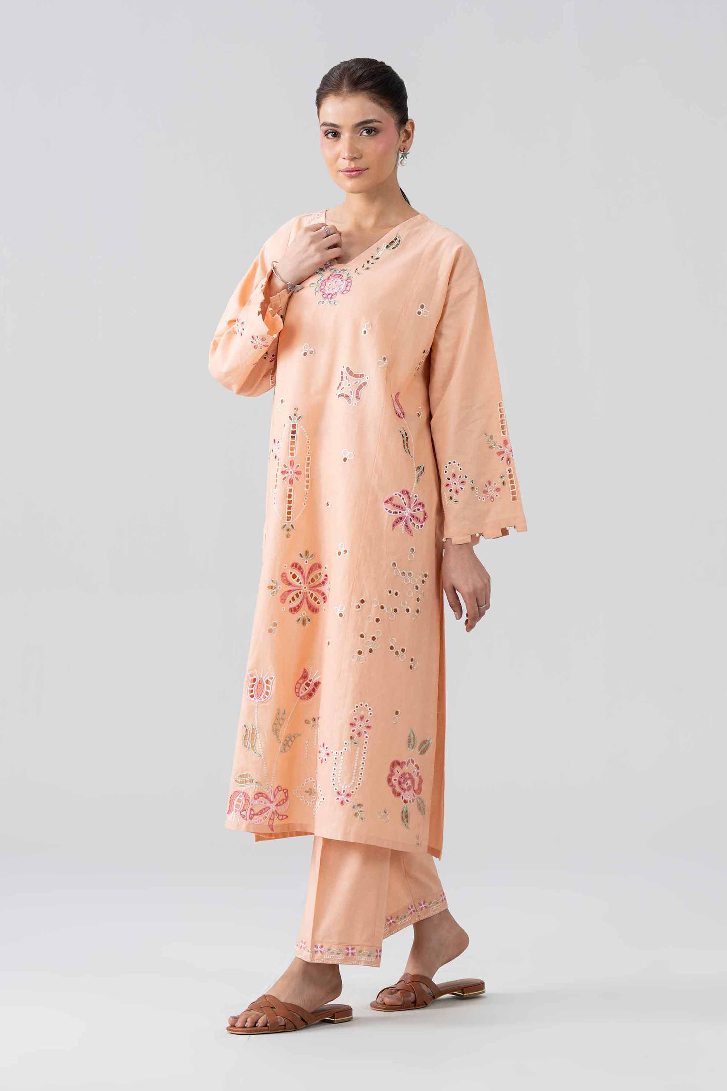 2 Piece - Embroidered Suit - PE26-457 Orange Cambric 2PC Embroidered Nishat Australia