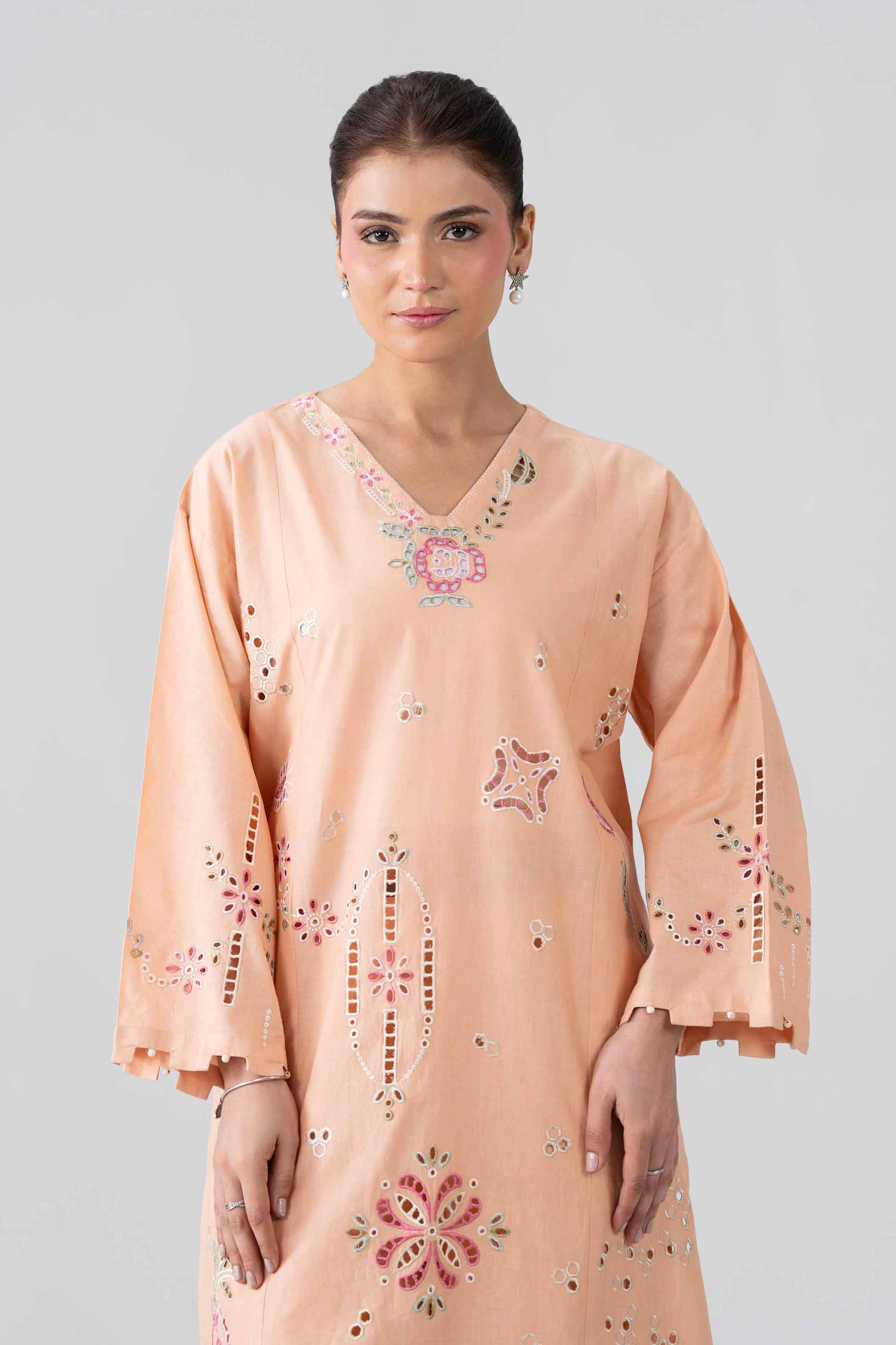 2 Piece - Embroidered Suit - PE26-457 Orange Cambric 2PC Embroidered Nishat Australia