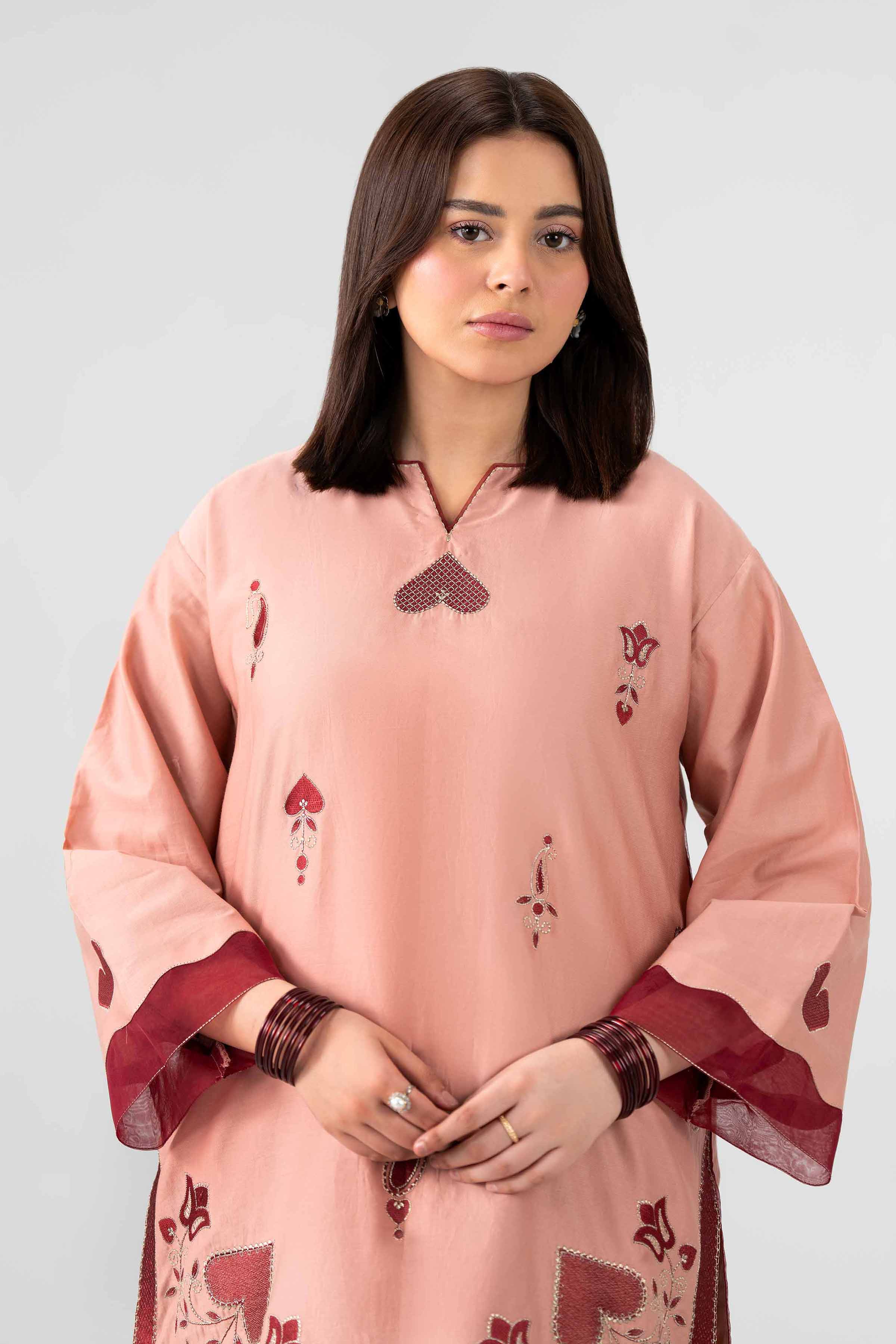 2 Piece - Embroidered Suit - PE26-463 Orange Sateen 2PC Embroidered Nishat Australia