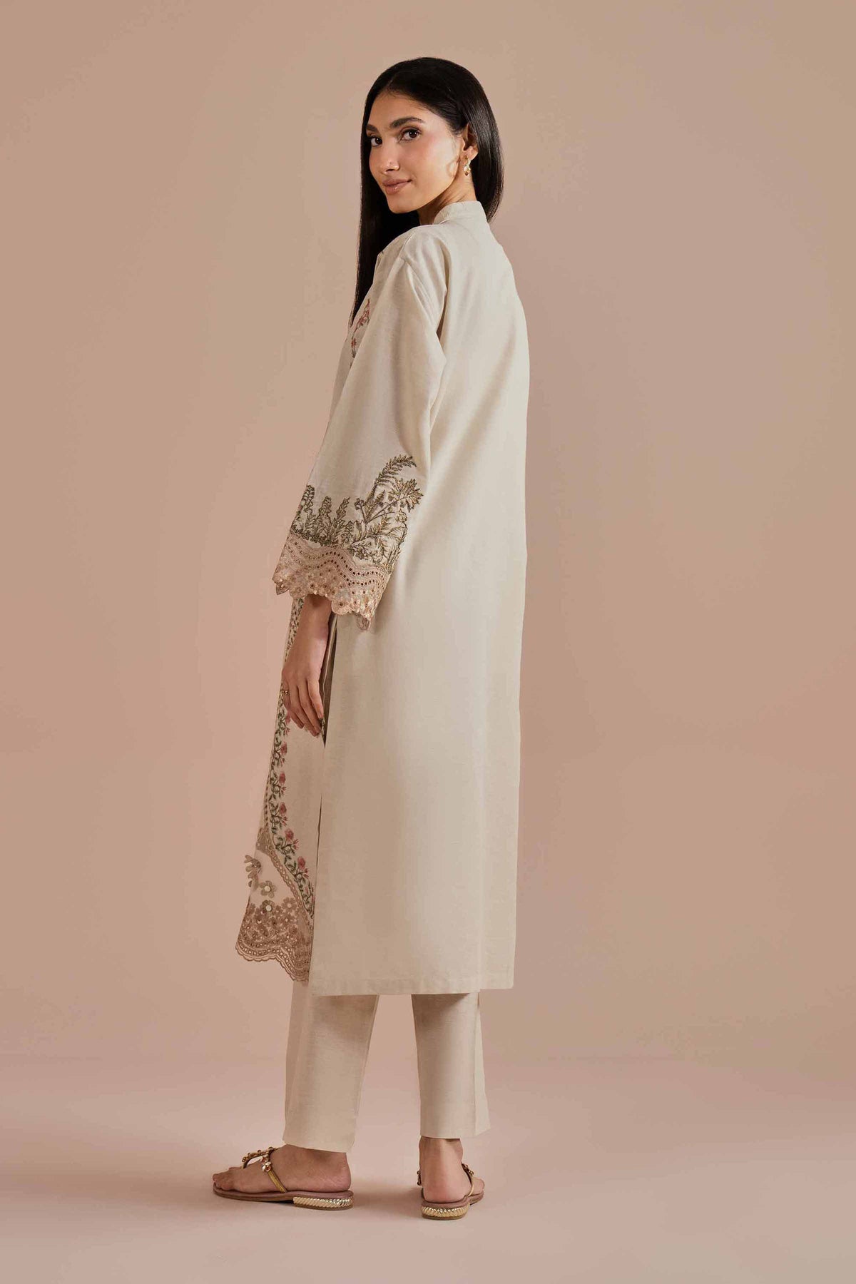 2 Piece - Embroidered Suit - PE26-48 Beige Linen 2PC Embroidered Nishat Australia
