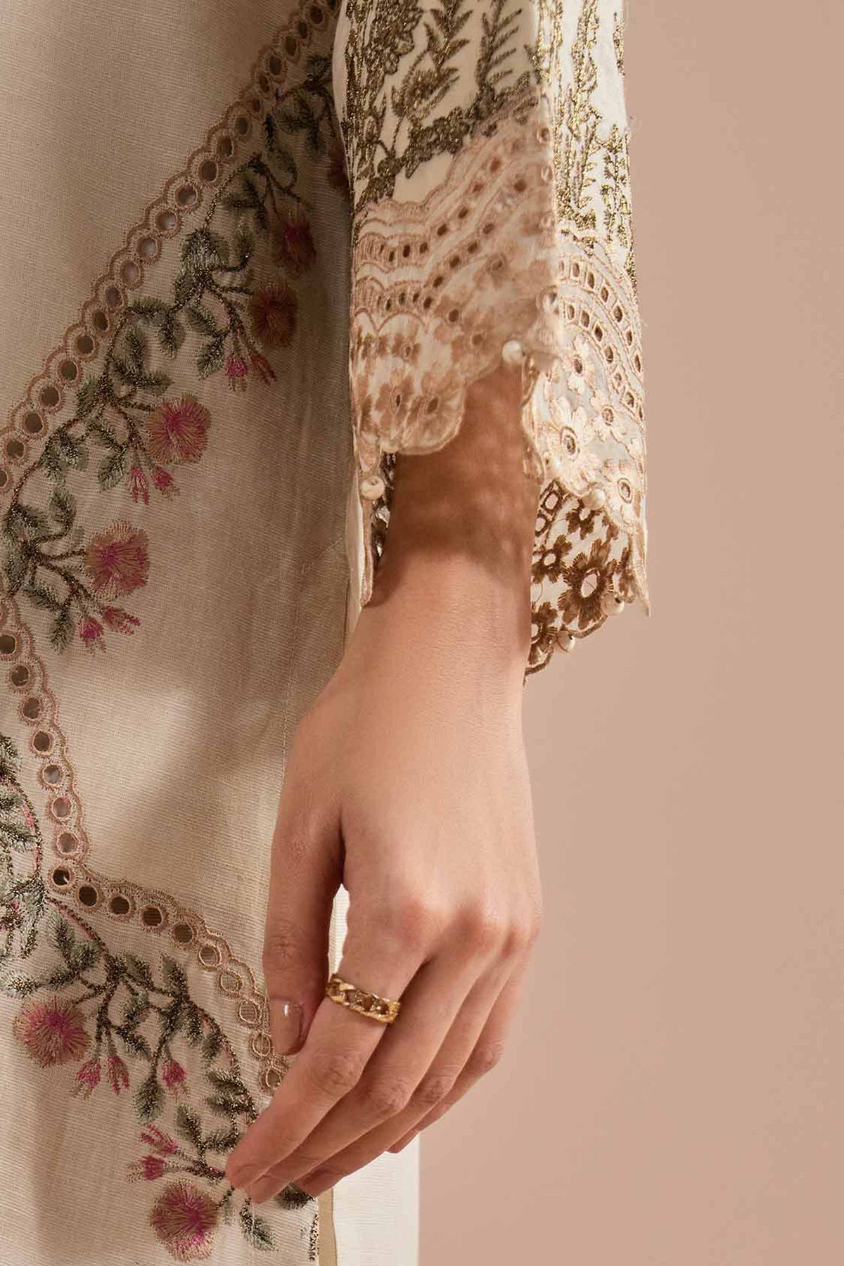 2 Piece - Embroidered Suit - PE26-48 Beige Linen 2PC Embroidered Nishat Australia