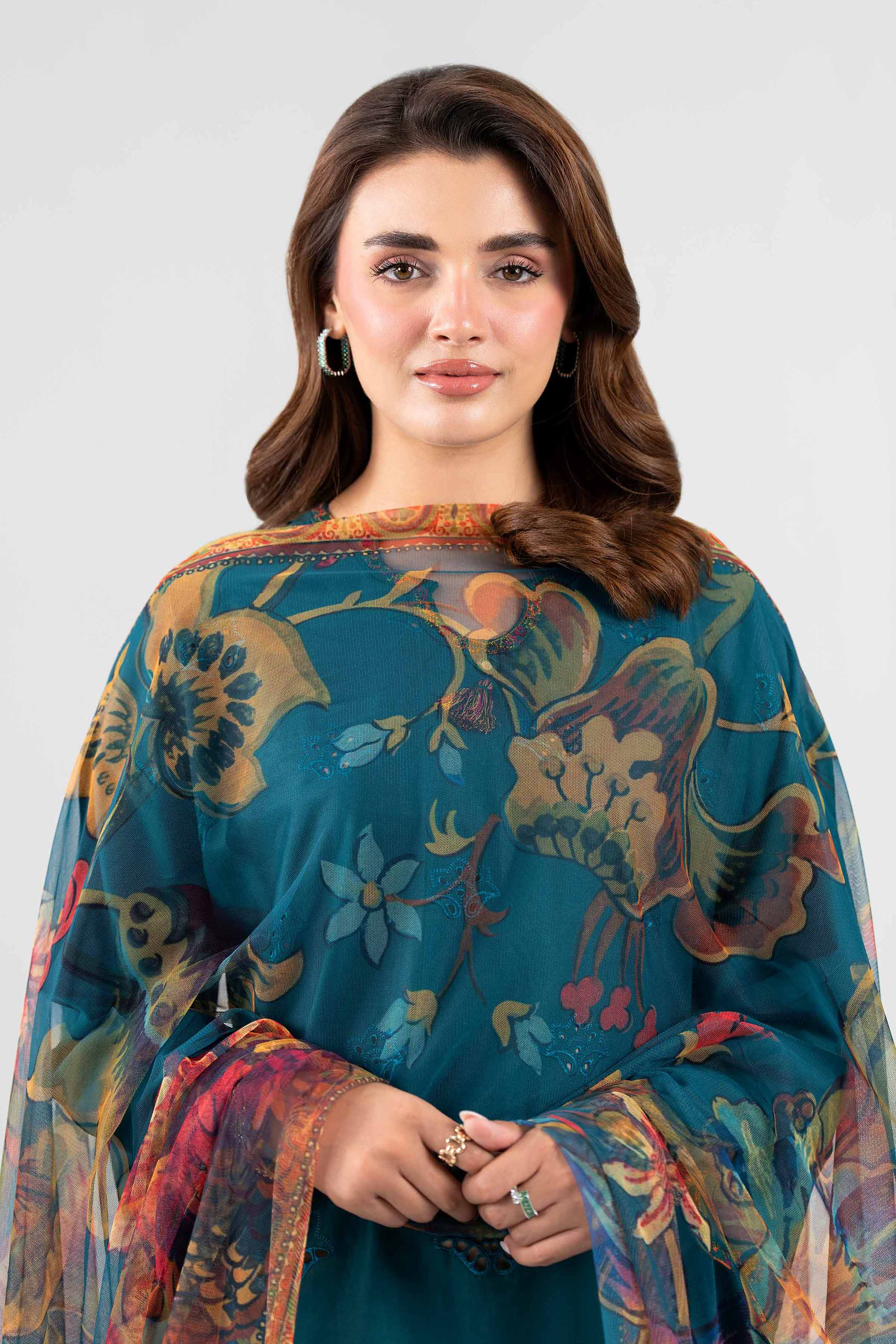 3 Piece - Printed Embroidered Suit - PE26-509 Blue Cambric 3PC Embroidered Nishat Australia