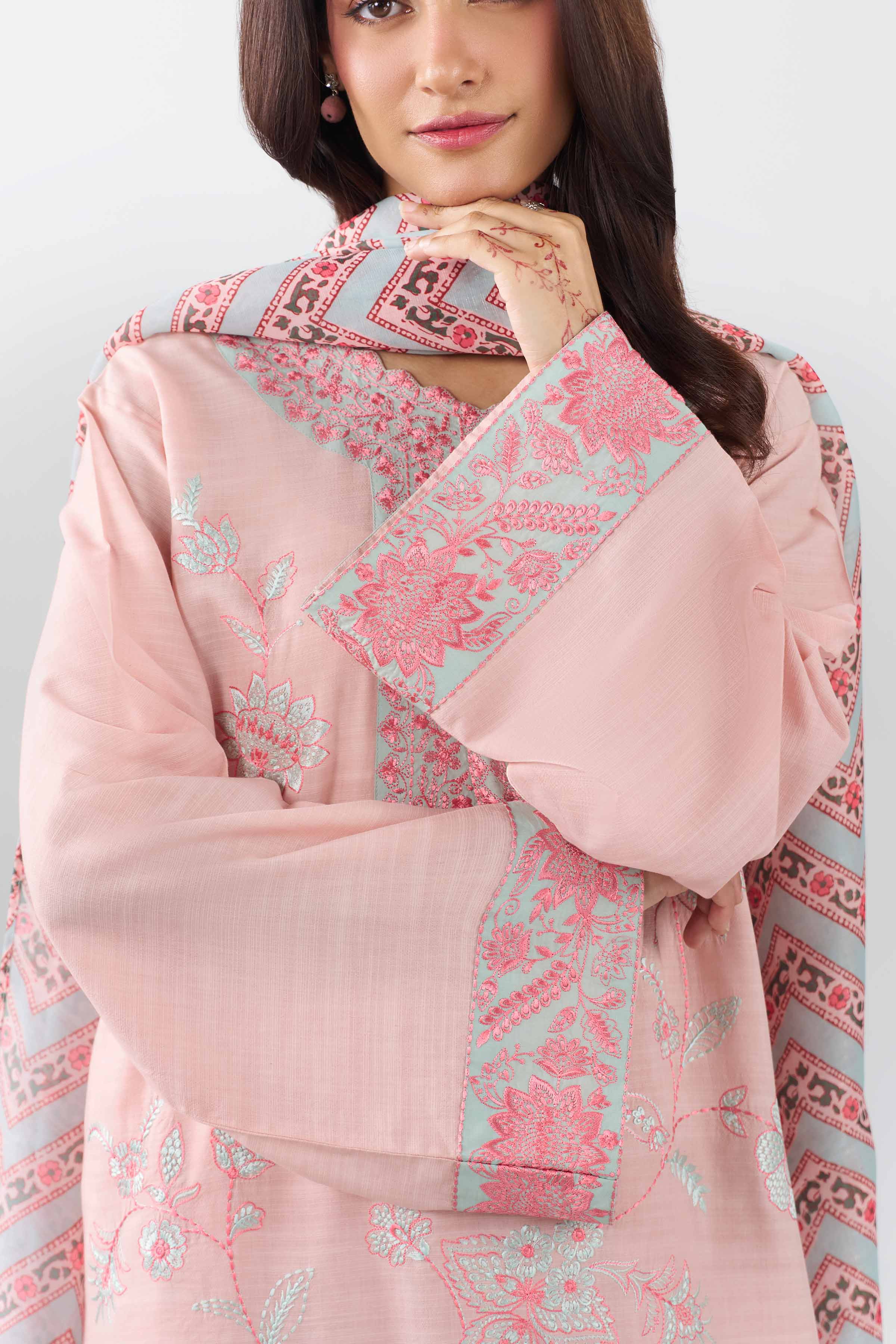 3 Piece - Embroidered Suit - PE26-538 Pink Jacquard 3PC Embroidered Nishat Australia