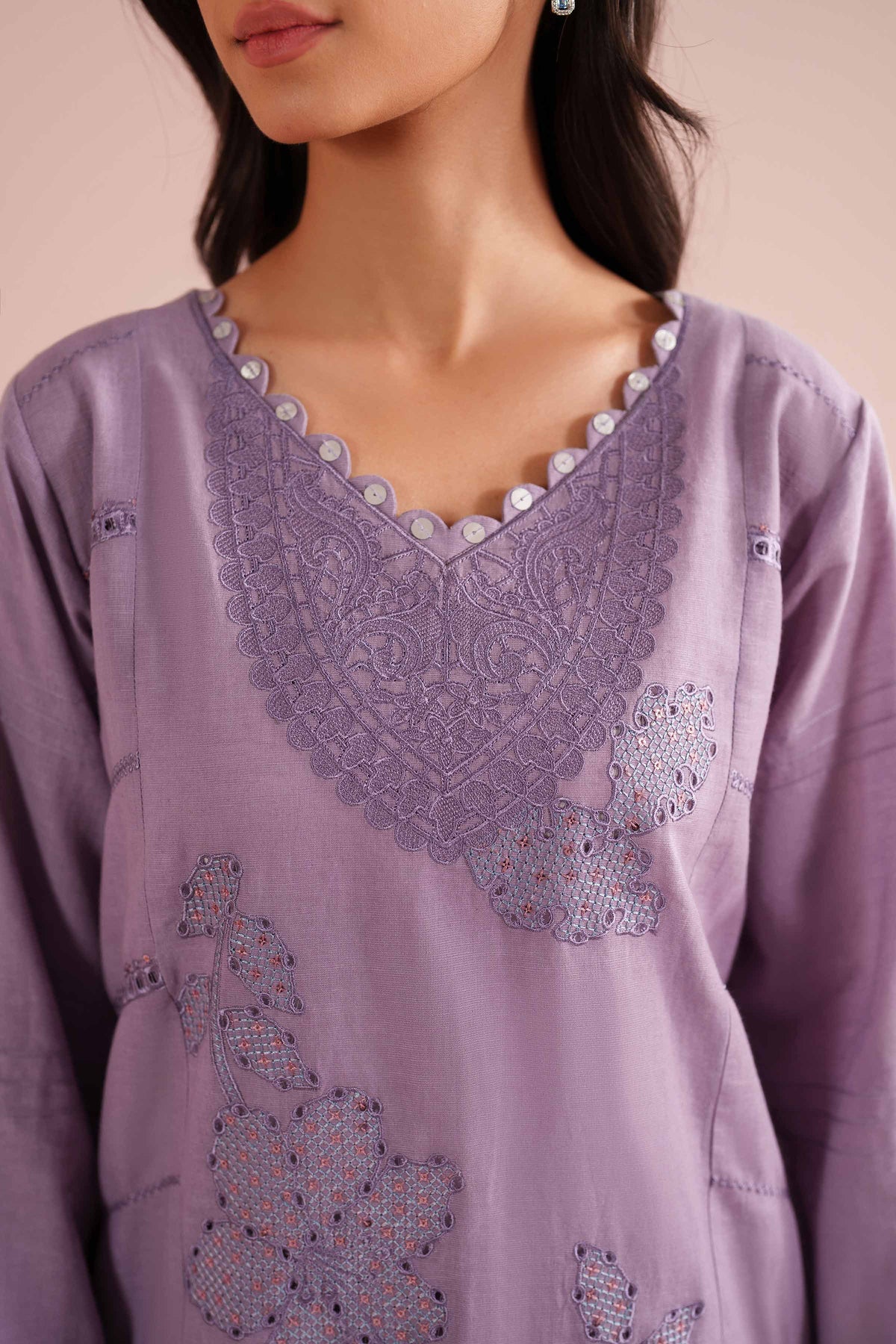 2 Piece - Embroidered Suit - PE26-54 Purple Linen 2PC Embroidered Nishat Australia