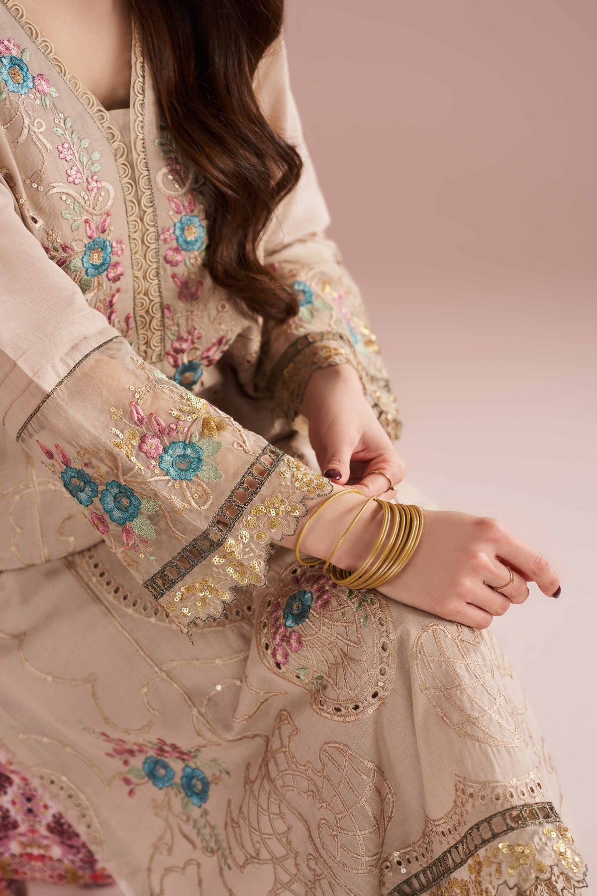 2 Piece - Embroidered Suit - PE26-55 Beige Linen 2PC Embroidered Nishat Australia