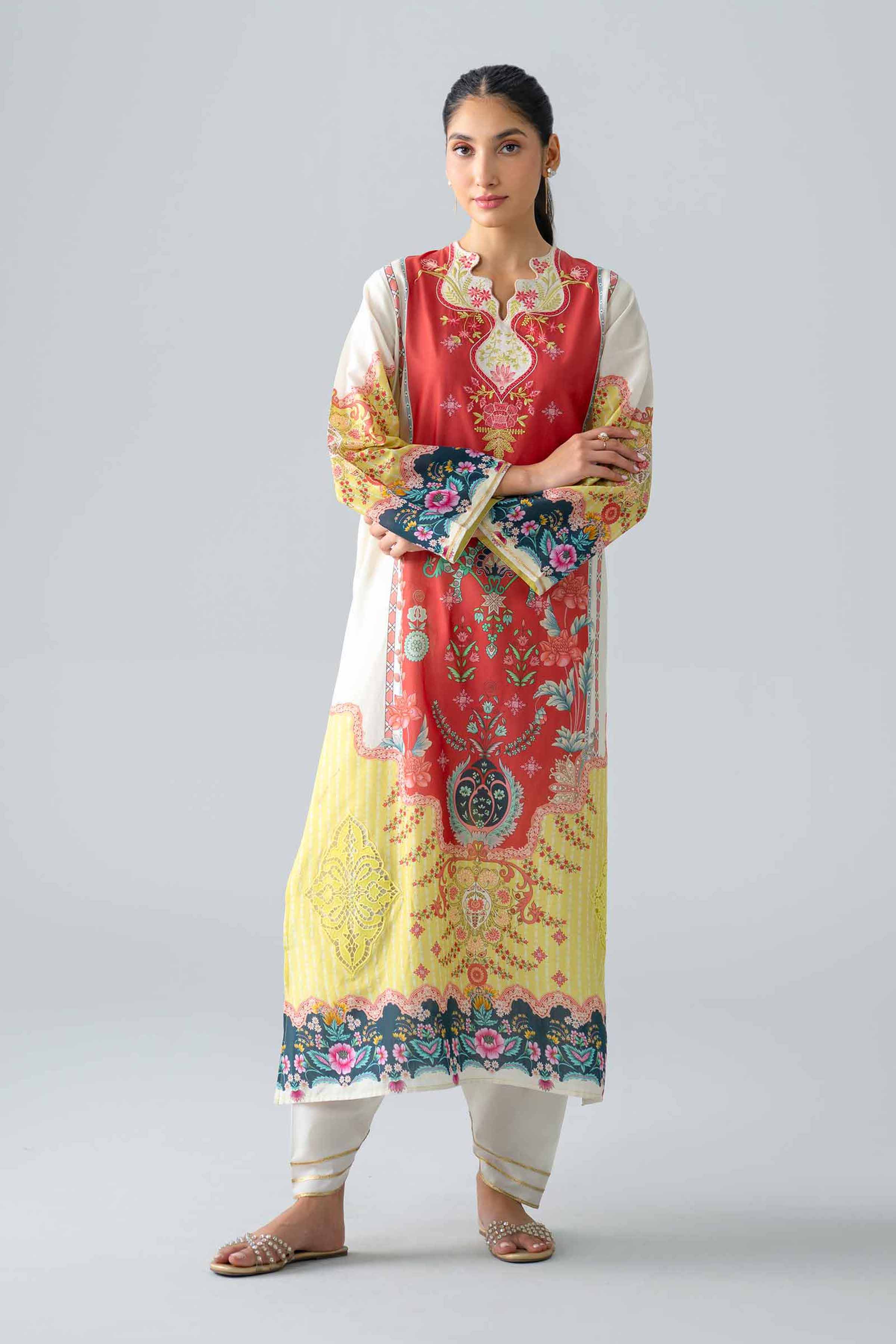 2 Piece - Printed Embroidered Suit - PE26-589 Yellow Lawn 2PC Embroidered Nishat Australia